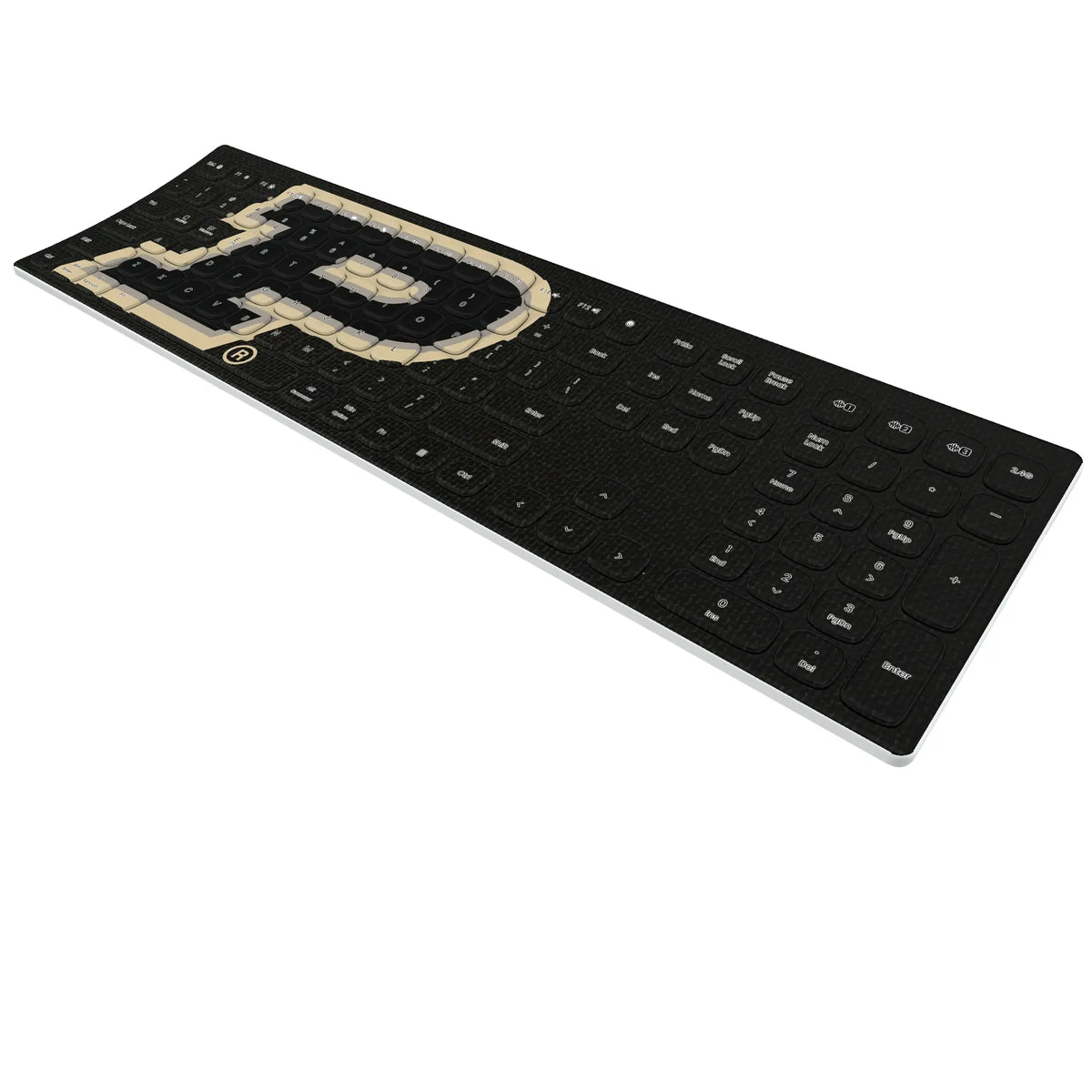 Purdue University Boilermakers Solid KKB605 Curved Wireless Keyboard - Isometric View
