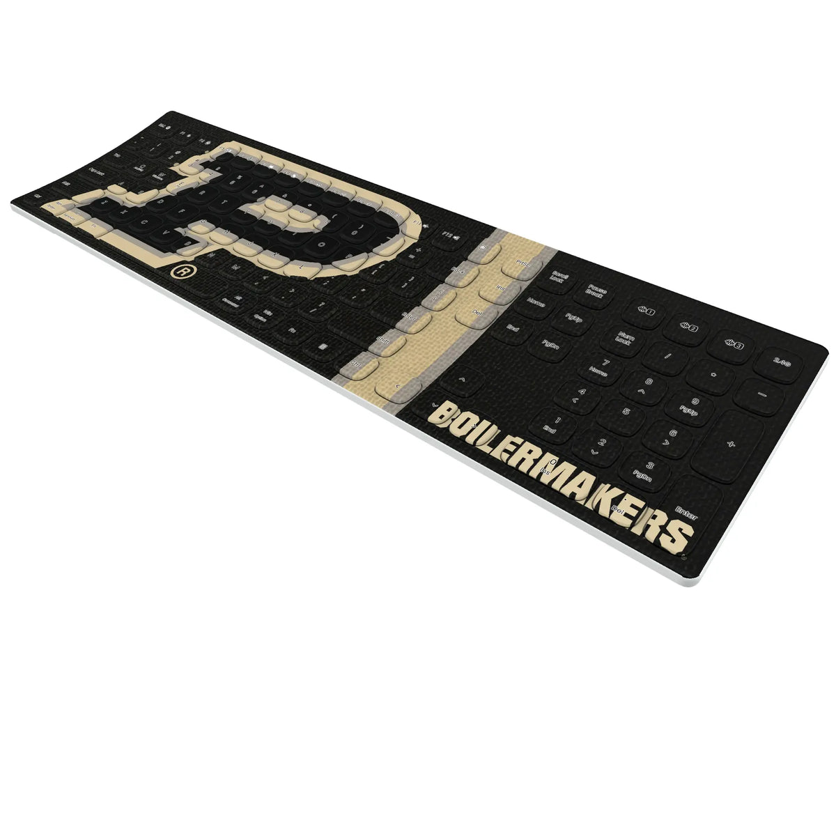 Purdue University Boilermakers Stripe KKB605 Curved Wireless Keyboard - Isometric View