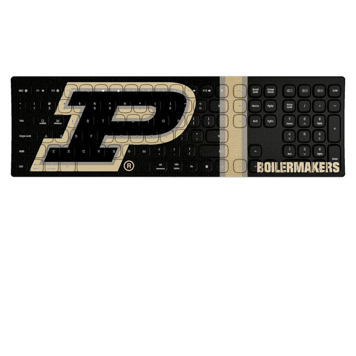 Purdue University Boilermakers Stripe KKB605 Curved Wireless Keyboard