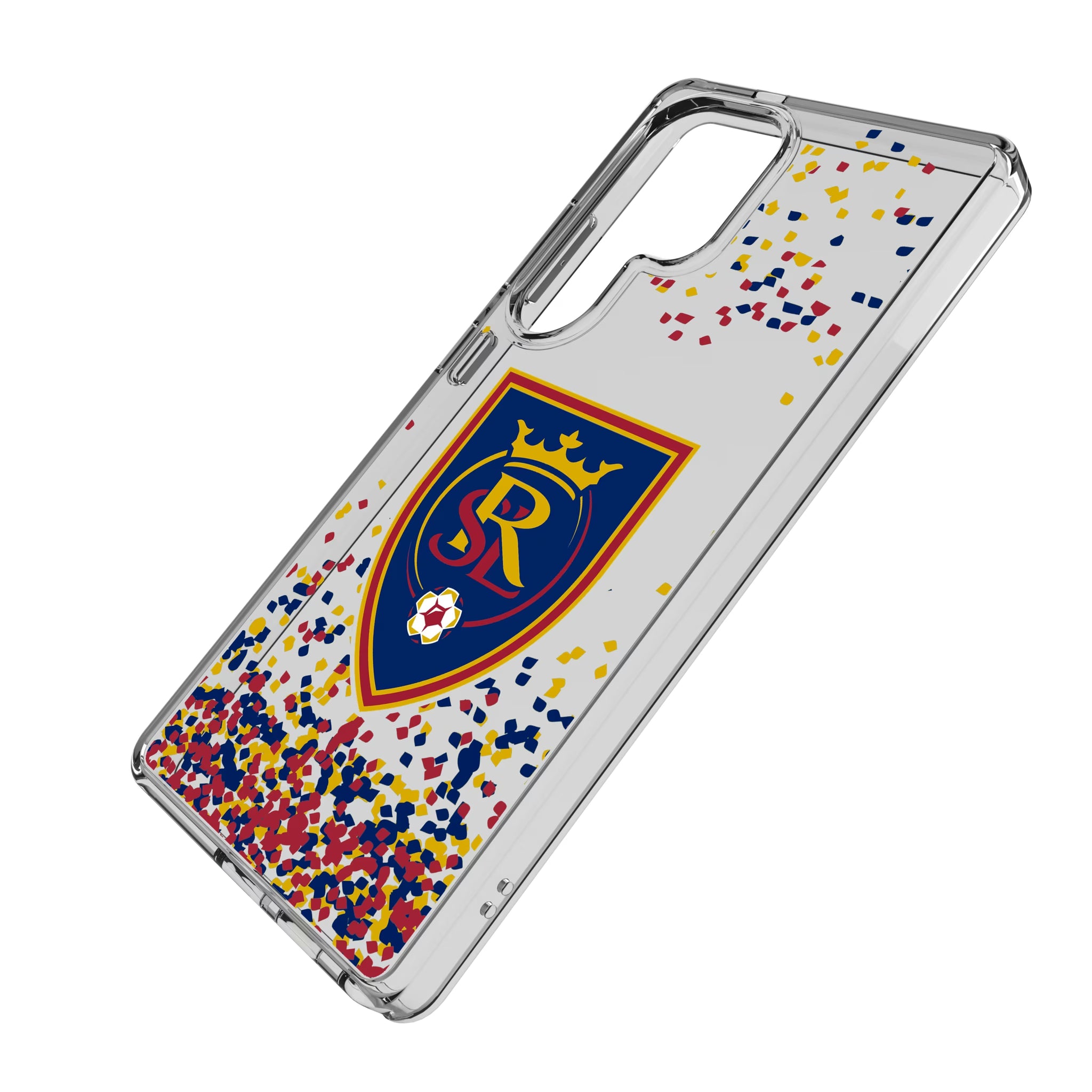 Real Salt Lake Confetti Galaxy Clear Phone Case for Samsung Galaxy - Isometric View
