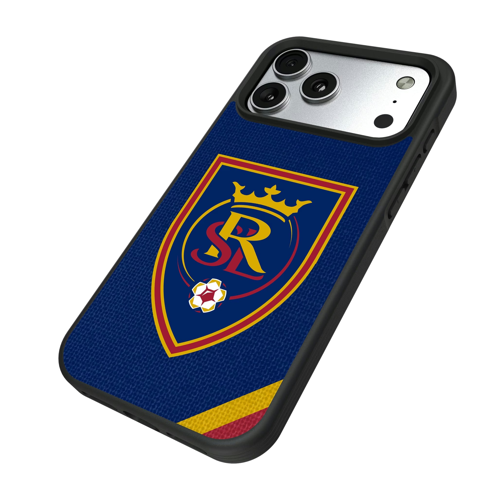Real Salt Lake Diagonal Stripe iPhone Bump Phone Case for Apple iPhone - Isometric View#Device_iPhone 17 Pro Max