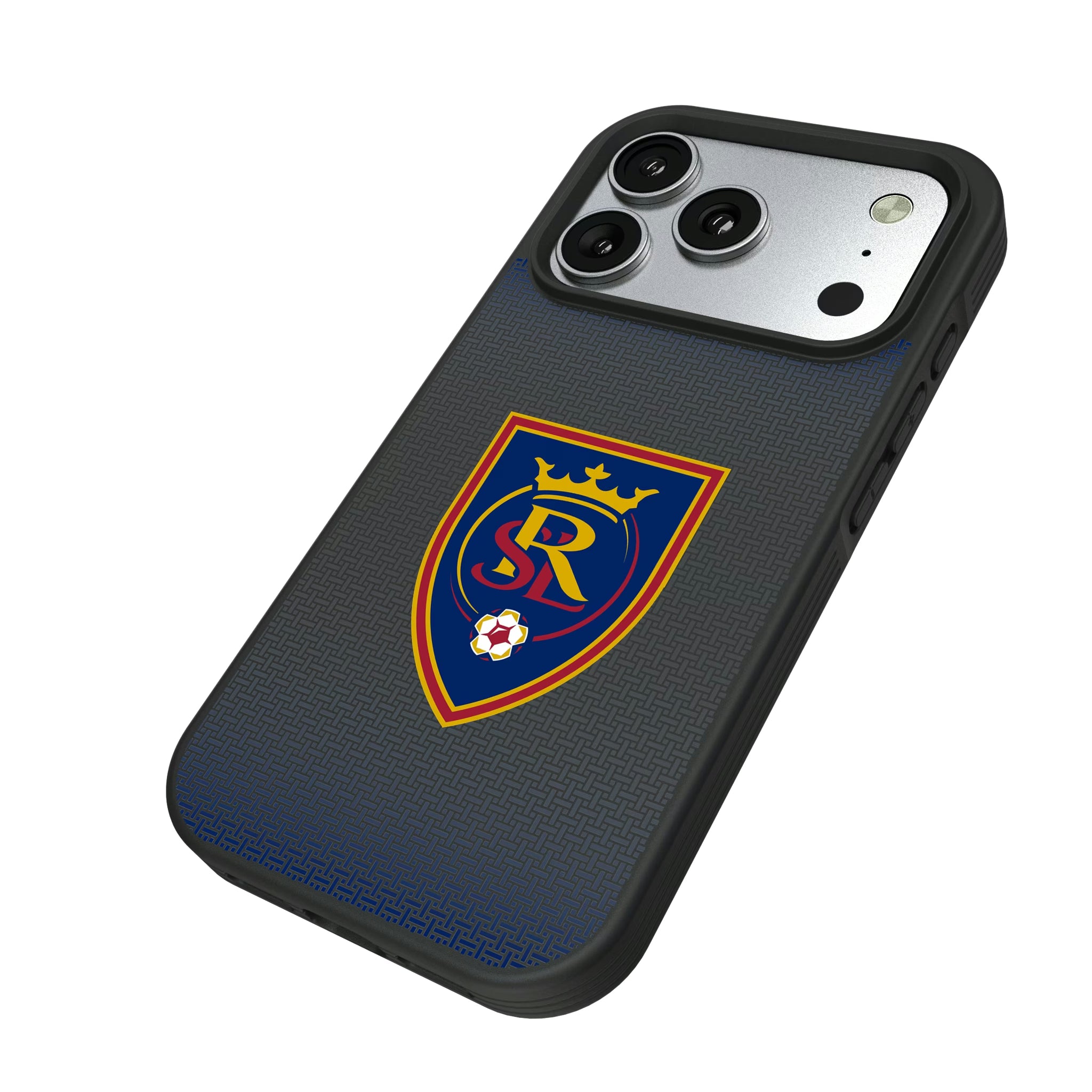 Real Salt Lake Linen iPhone Bump Phone Case for Apple iPhone - Isometric View#Device_iPhone 17 Pro