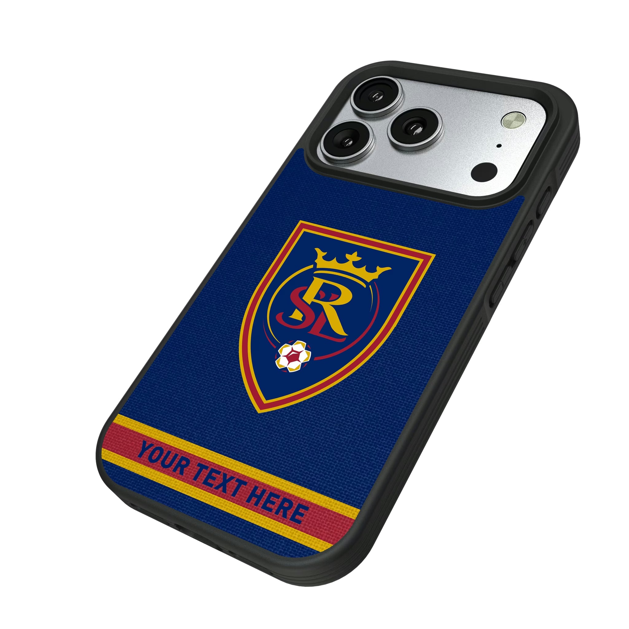 Real Salt Lake Personalized Stripe iPhone Bump Phone Case for Apple iPhone - Isometric View#Device_iPhone 17 Pro