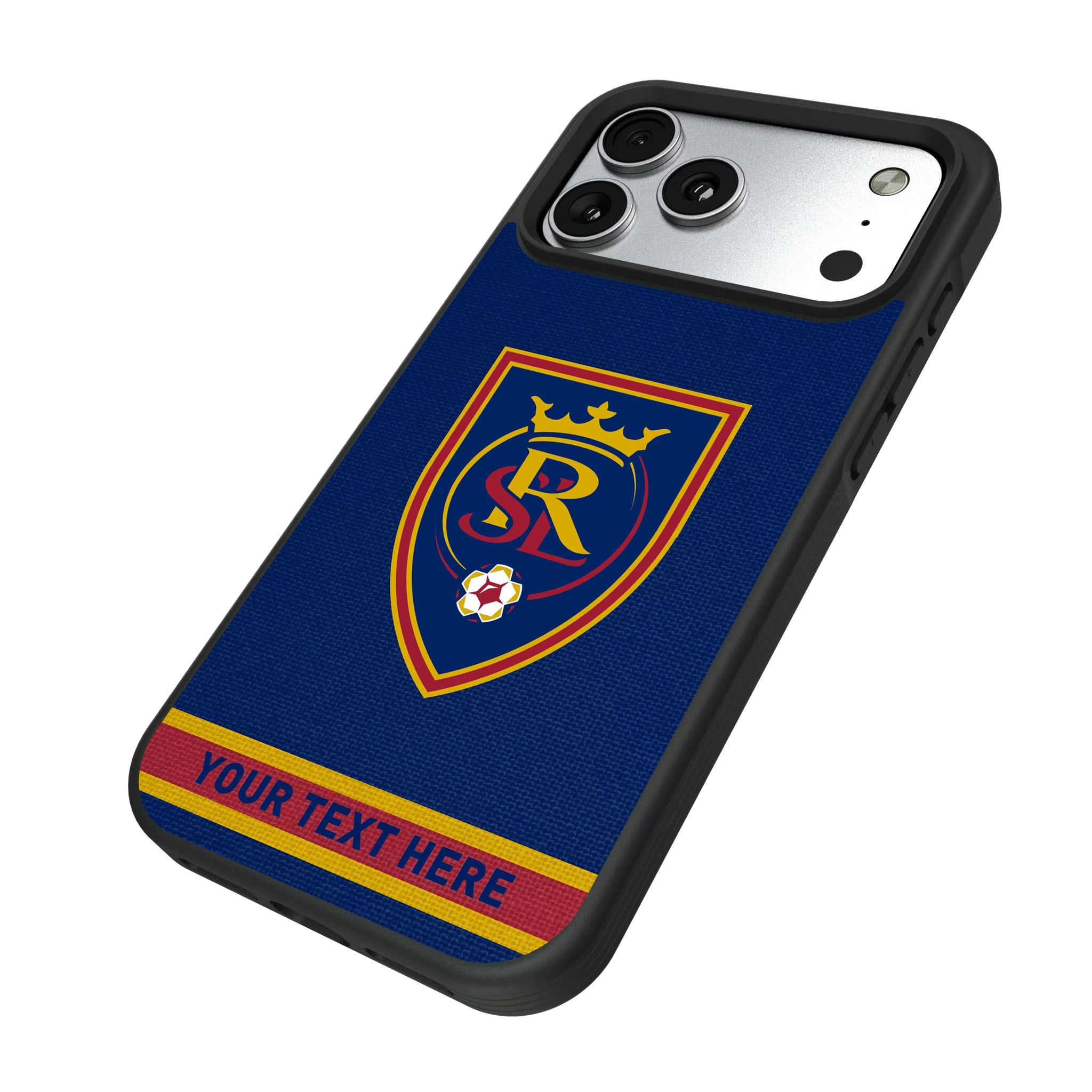 Real Salt Lake Personalized Stripe iPhone Bump Phone Case for Apple iPhone - Isometric View#Device_iPhone 17 Pro Max
