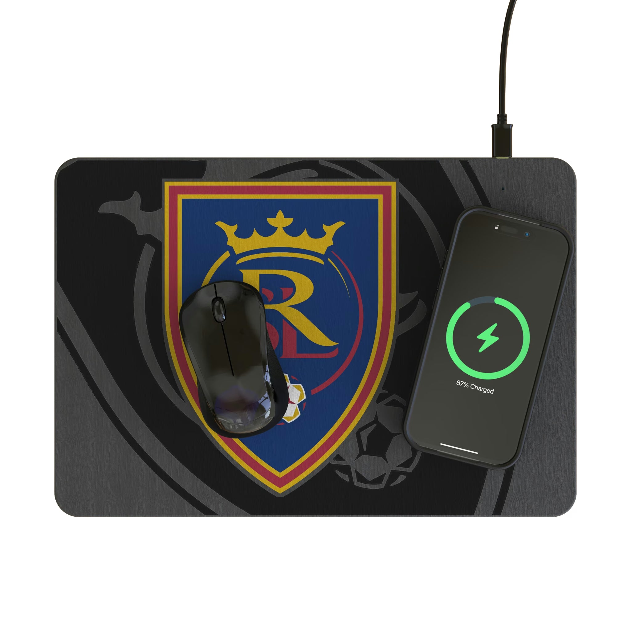 Real Salt Lake Personalized Tilt 15-Watt Wireless Charger and Mouse Pad - Lifestyle