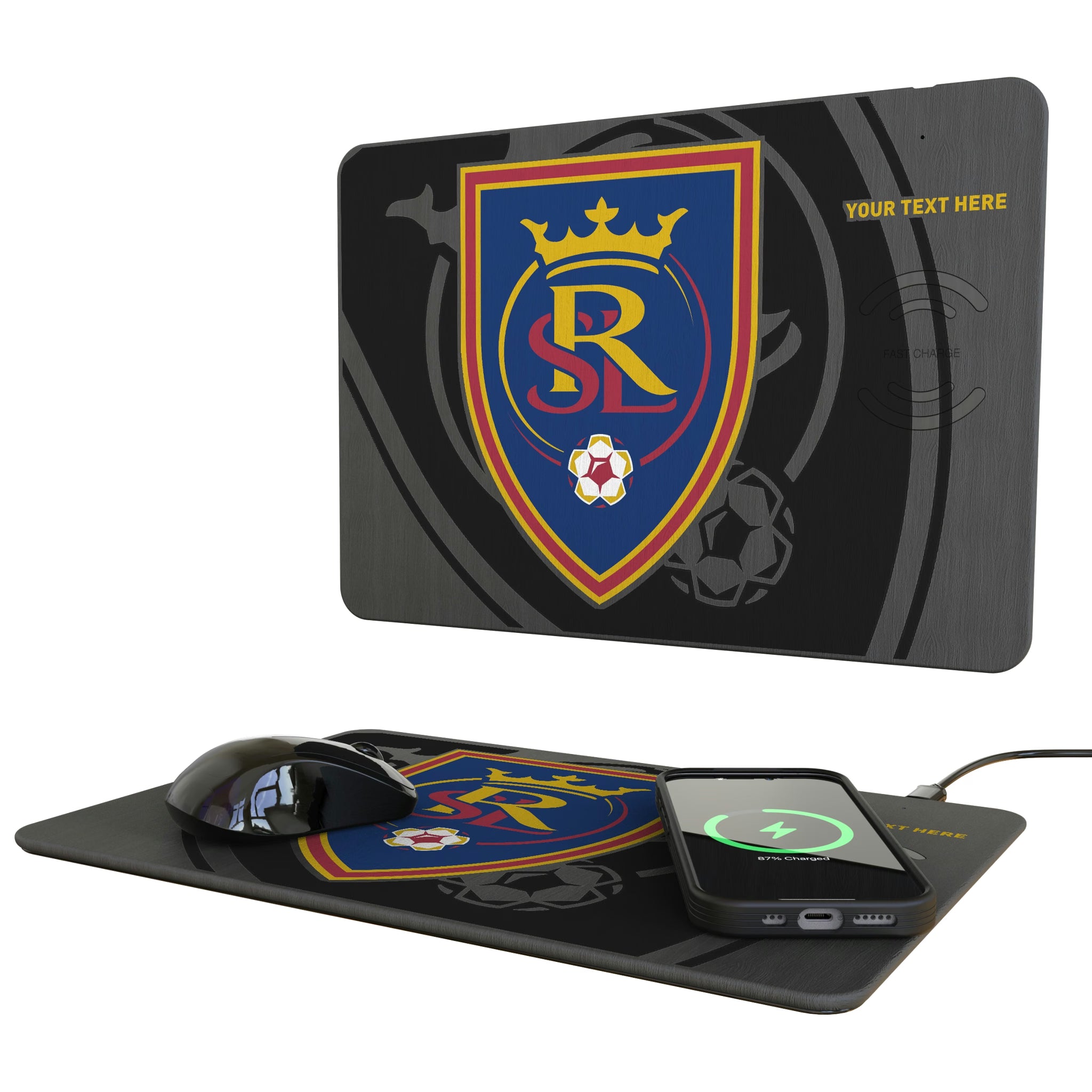 Real Salt Lake Personalized Tilt 15-Watt Wireless Charger and Mouse Pad