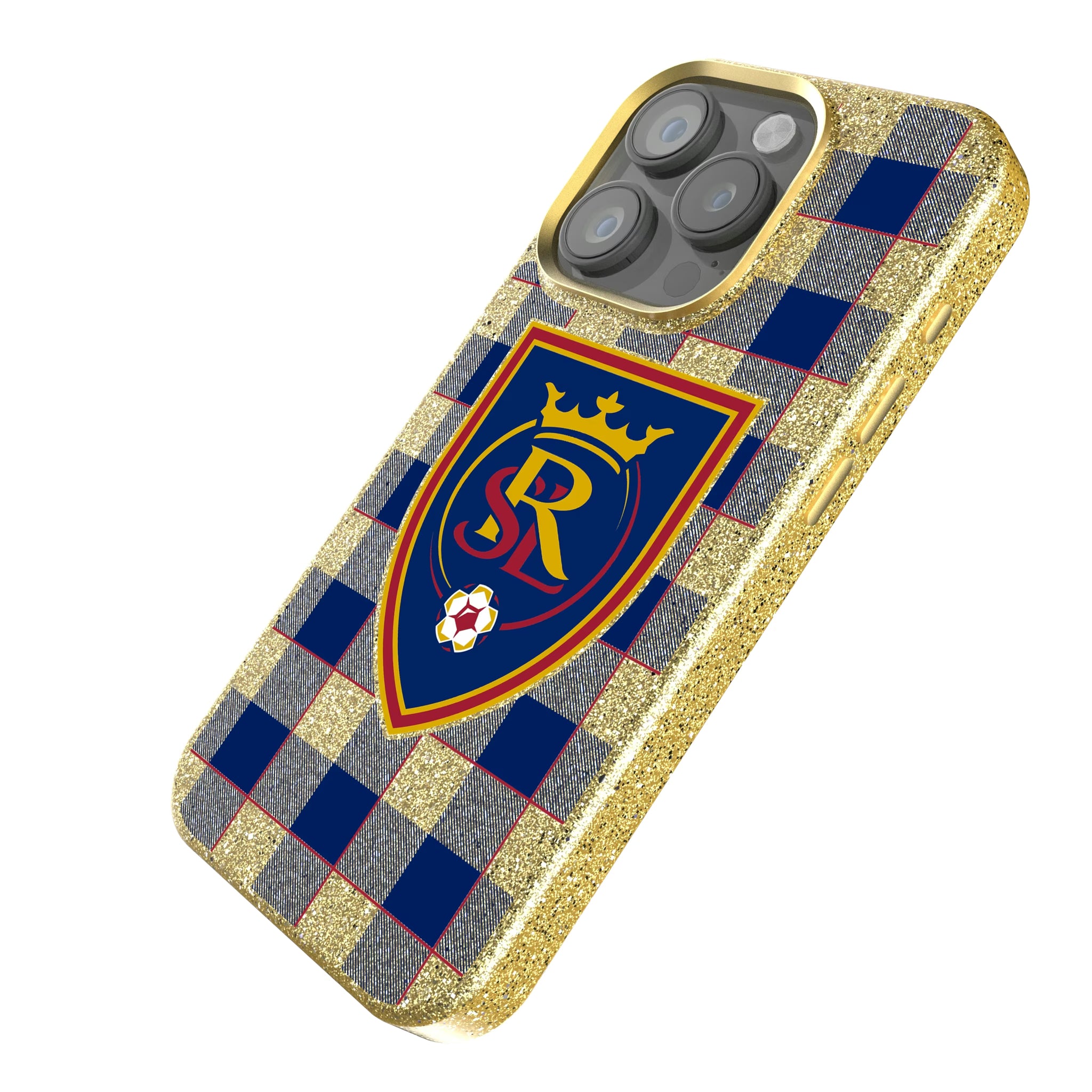 Real Salt Lake Plaid iPhone Bling Phone Case for Apple iPhone - Isometric View
