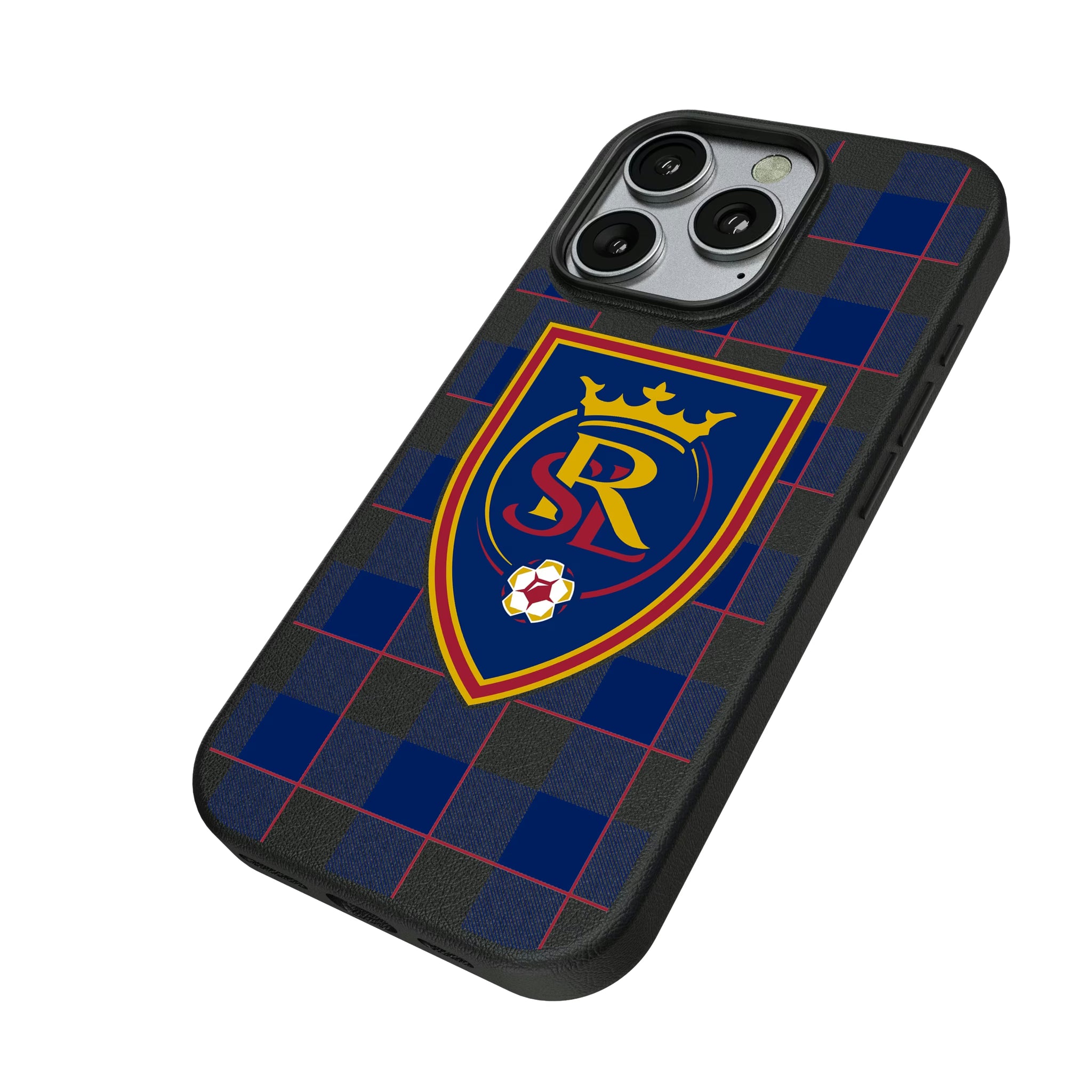 Real Salt Lake Plaid iPhone MagSafe Compatible Phone Case for Apple iPhone - Isometric View