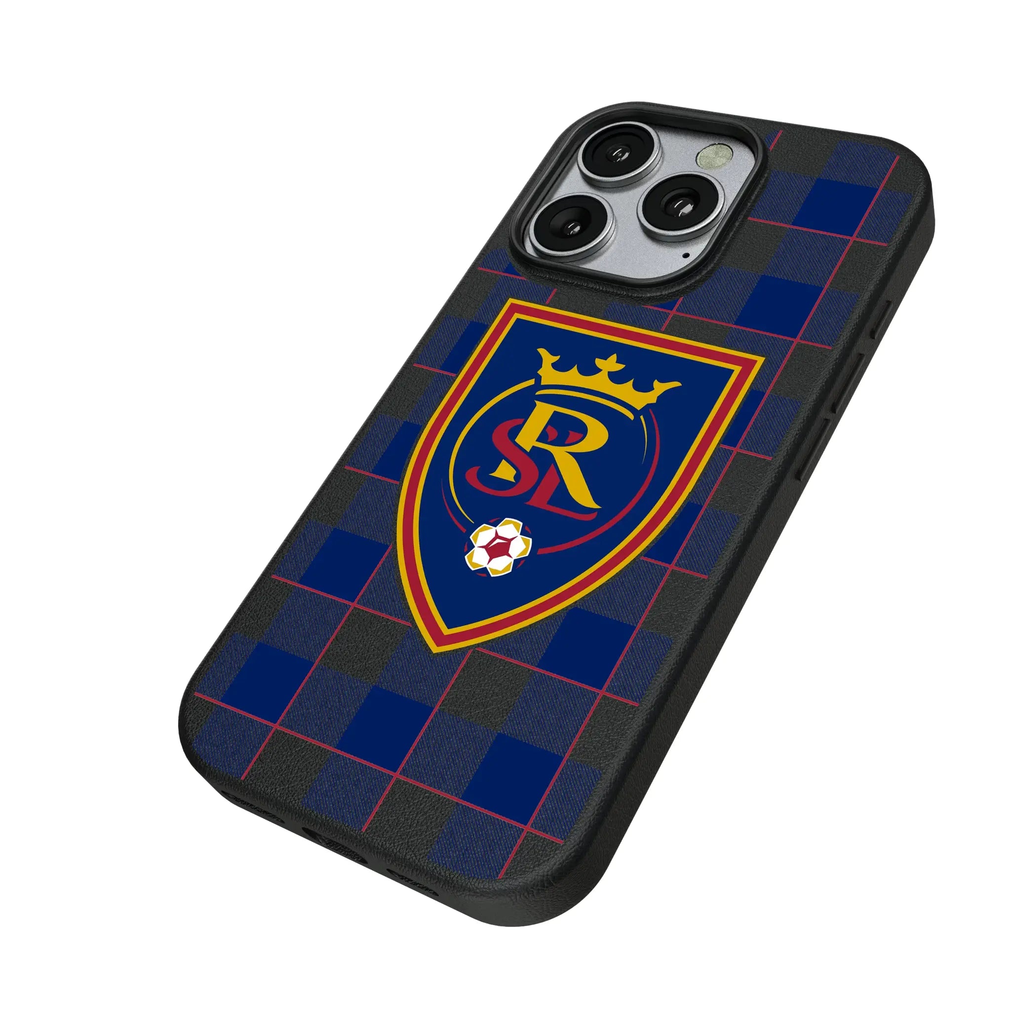 Real Salt Lake Plaid iPhone MagSafe Compatible Phone Case for Apple iPhone - Isometric View