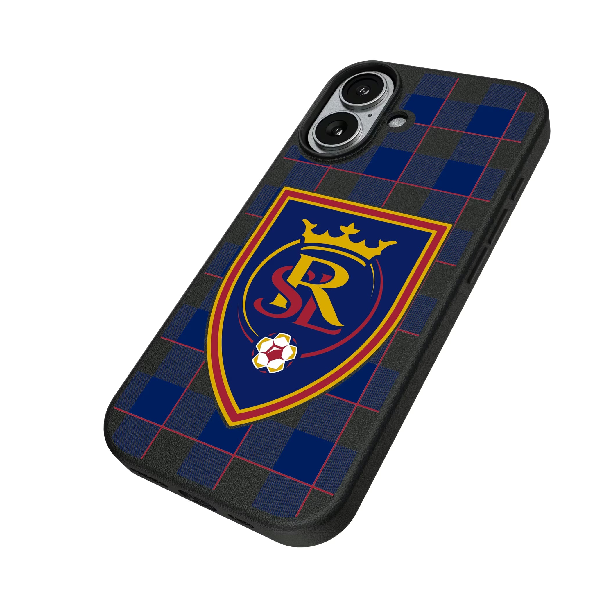 Real Salt Lake Plaid iPhone MagSafe Compatible Phone Case for Apple iPhone - Isometric View#Device_iPhone 17
