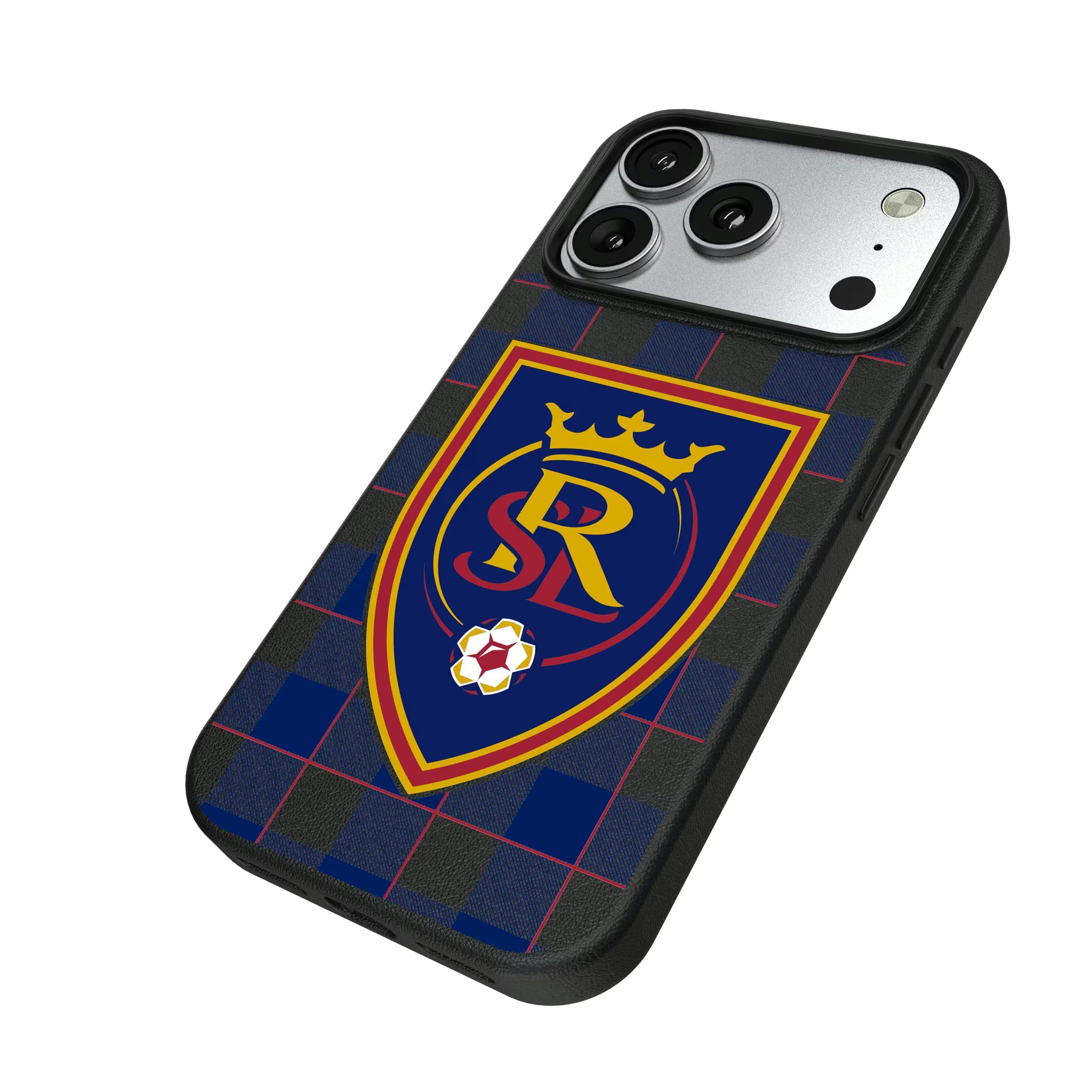 Real Salt Lake Plaid iPhone MagSafe Compatible Phone Case for Apple iPhone - Isometric View#Device_iPhone 17 Pro
