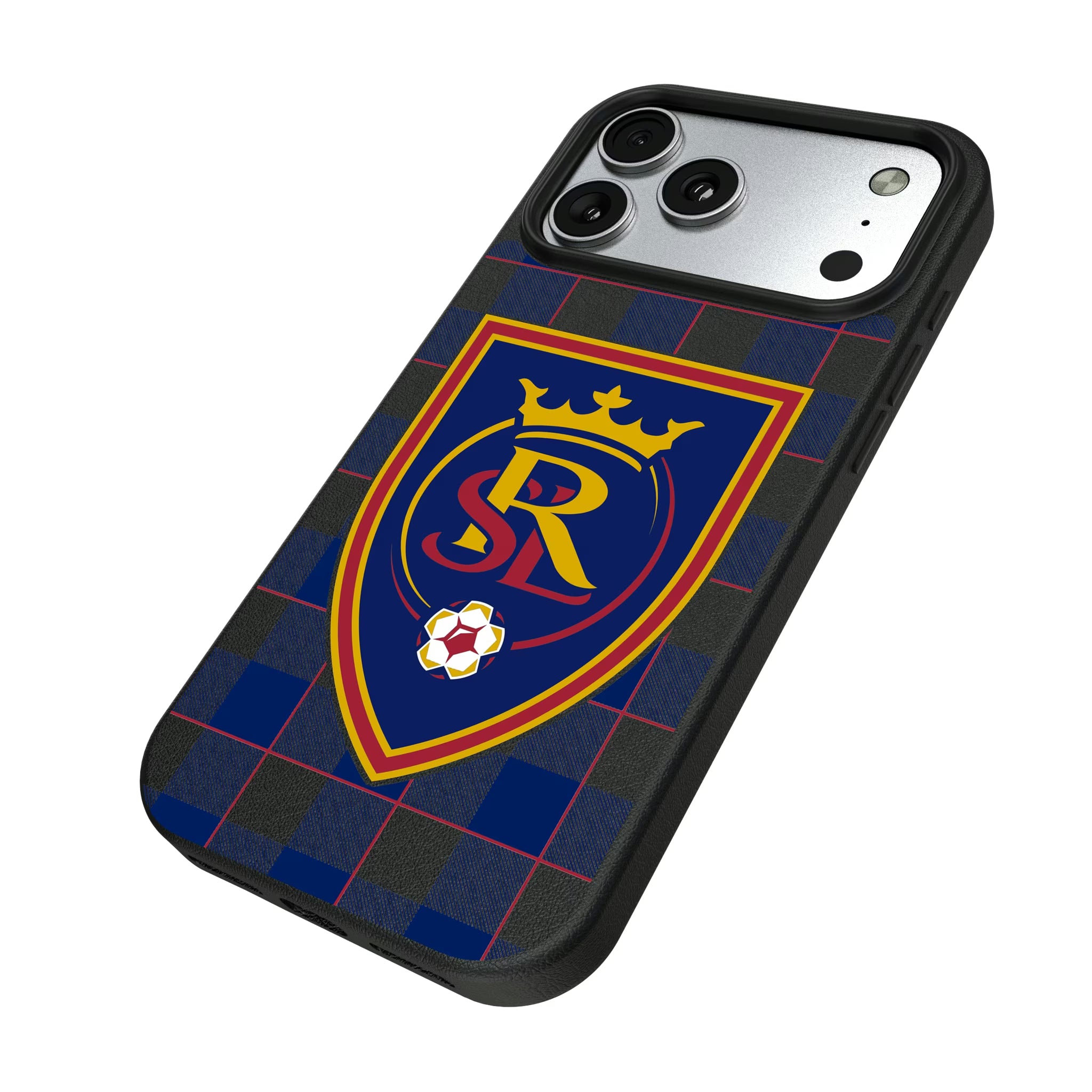Real Salt Lake Plaid iPhone MagSafe Compatible Phone Case for Apple iPhone - Isometric View#Device_iPhone 17 Pro Max