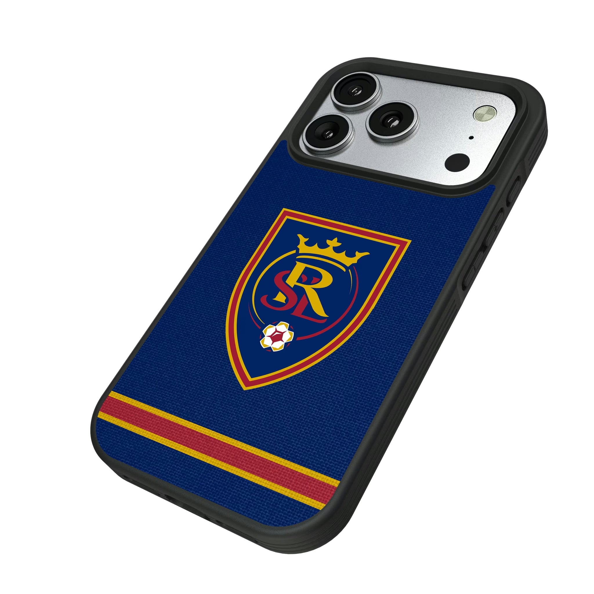 Real Salt Lake Stripe iPhone Bump Phone Case for Apple iPhone - Isometric View#Device_iPhone 17 Pro