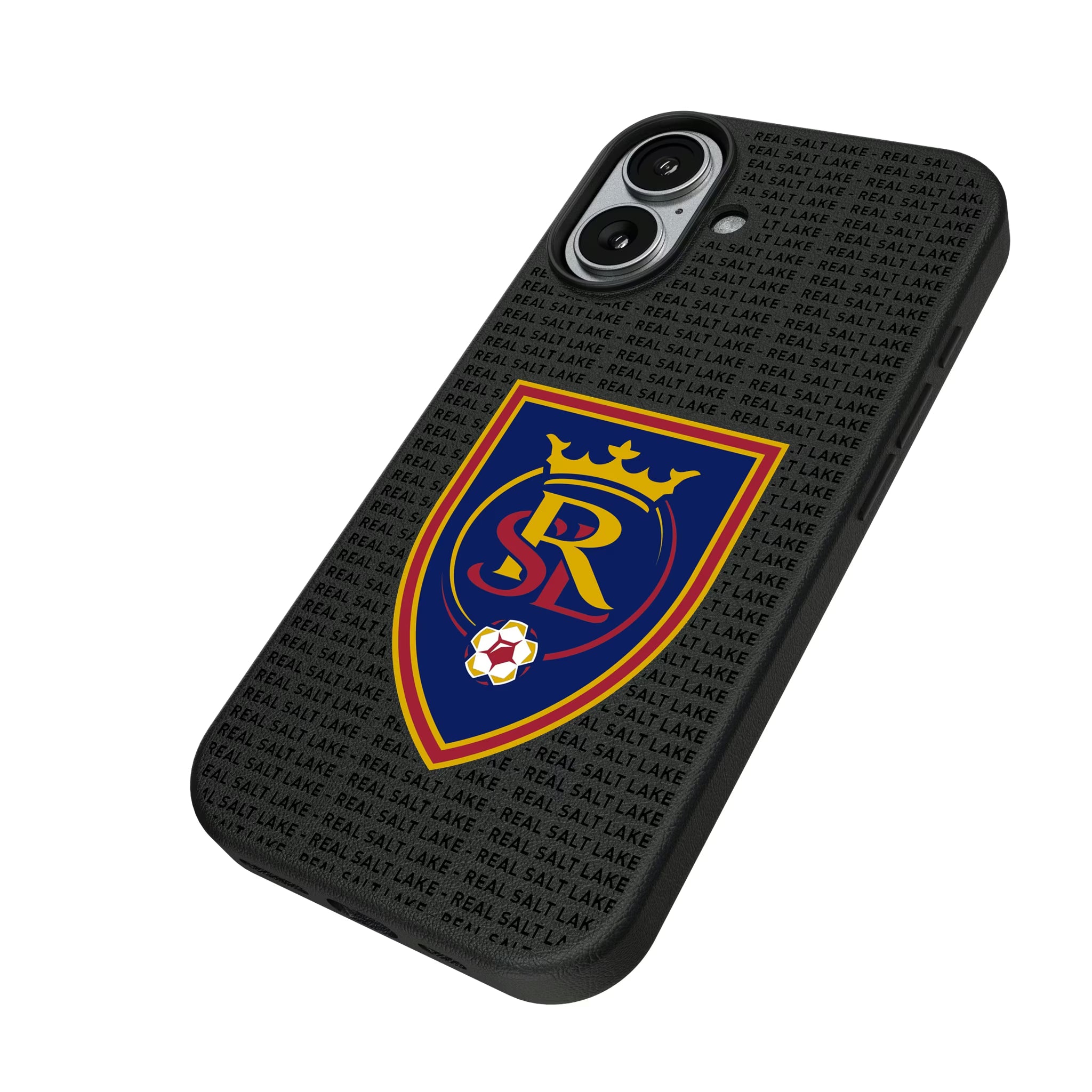 Real Salt Lake Text Backdrop iPhone MagSafe Compatible Phone Case for Apple iPhone - Isometric View#Device_iPhone 17