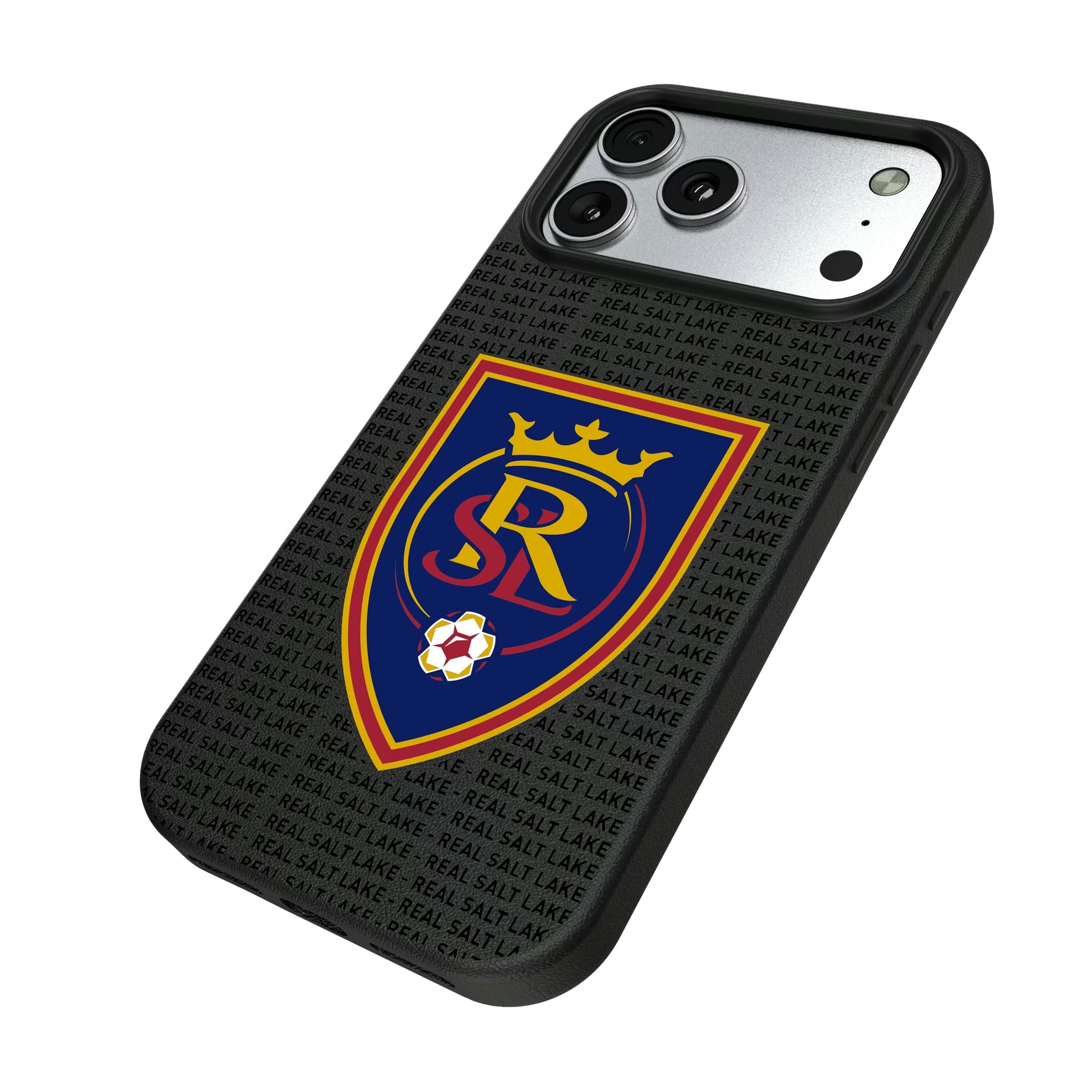 Real Salt Lake Text Backdrop iPhone MagSafe Compatible Phone Case for Apple iPhone - Isometric View#Device_iPhone 17 Pro Max