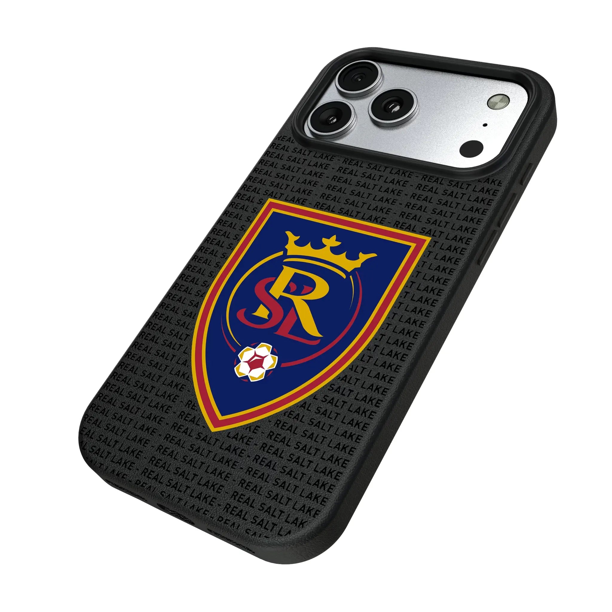 Real Salt Lake Text Backdrop iPhone MagSafe Compatible Phone Case for Apple iPhone - Isometric View#Device_iPhone 17 Pro Max