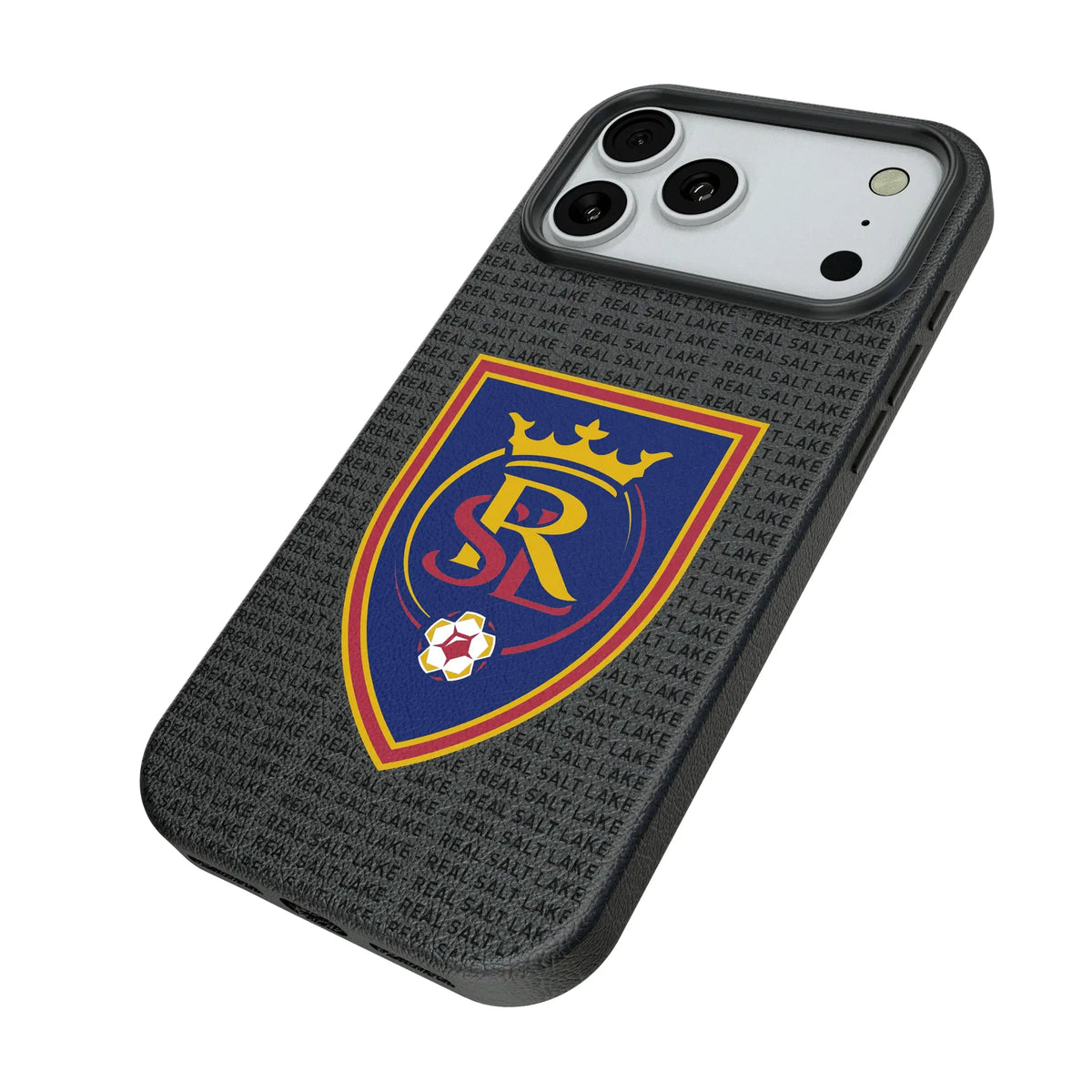 Real Salt Lake Text Backdrop iPhone MagSafe Compatible Phone Case for Apple iPhone - Isometric View#Device_iPhone 18 Pro Max