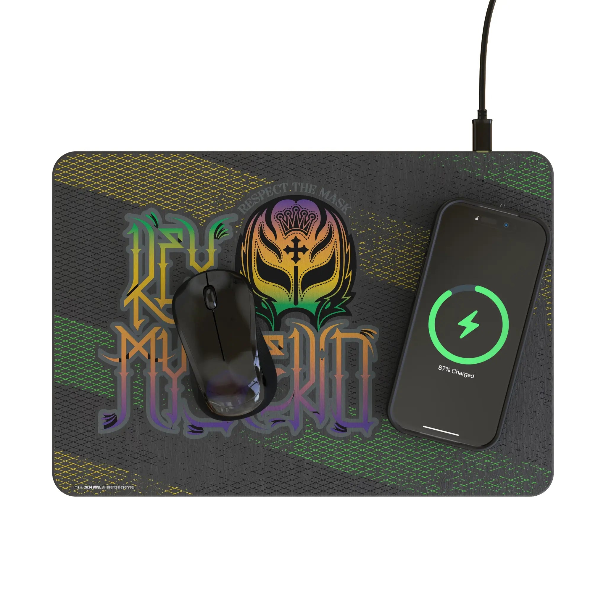 Rey Mysterio Steel 15-Watt Wireless Charger and Mouse Pad - Lifestyle