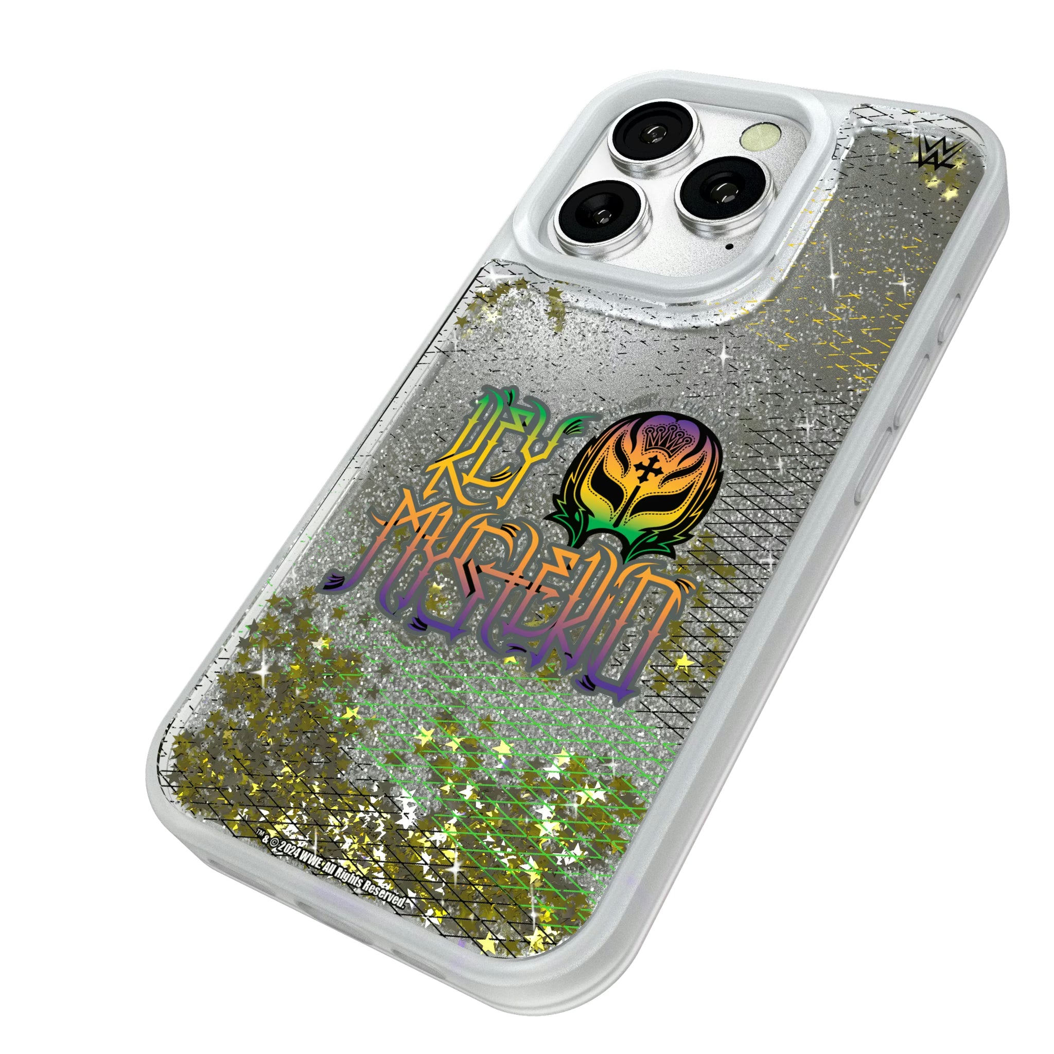 Rey Mysterio Steel iPhone Glitter Phone Case for Apple iPhone - Isometric View#Device_iPhone 16 Pro