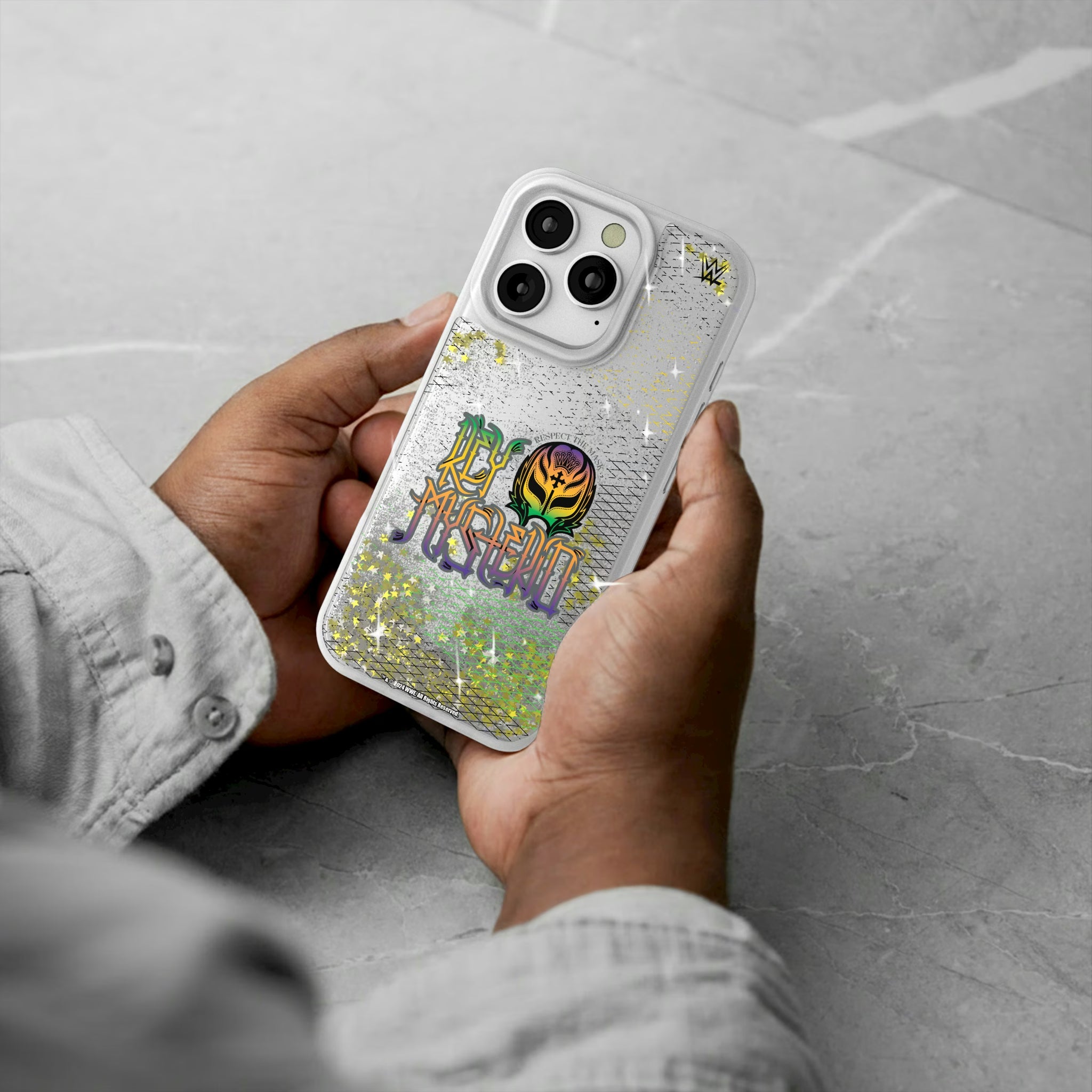Rey Mysterio Steel iPhone Glitter Phone Case for Apple iPhone - Lifestyle#Device_iPhone 16 Pro