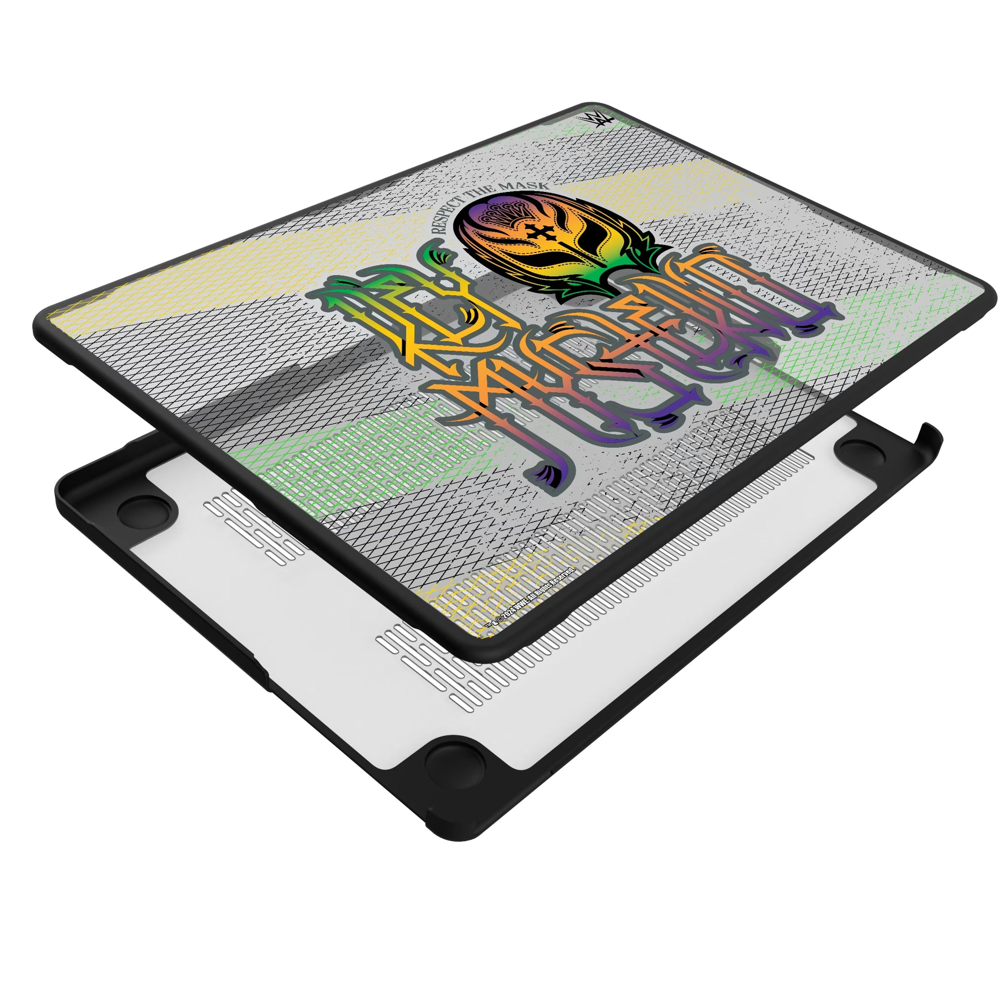 Rey Mysterio Steel MacBook Laptop Case for Apple MacBook - Isometric View#Device_MacBook Pro (14-inch, 2021) / MacBook Pro (14-inch, 2023) / MacBook Pro (14-inch, 2024)