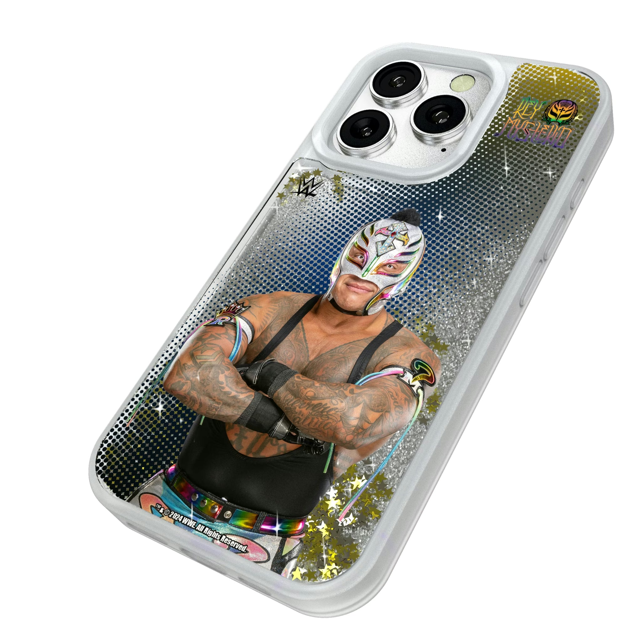 Rey Mysterio Superstar iPhone Glitter Phone Case for Apple iPhone - Isometric View#Device_iPhone 16 Pro