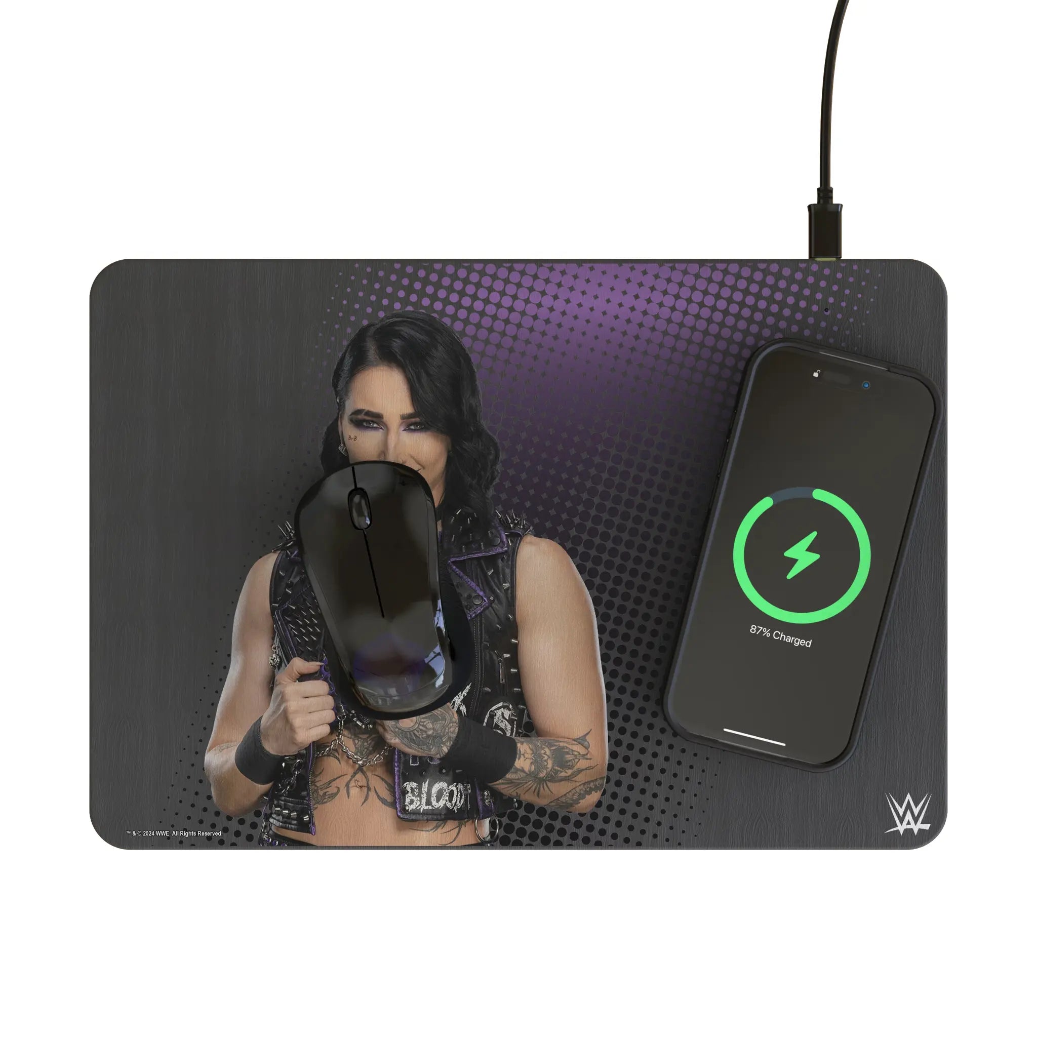 Rhea Ripley Superstar 15-Watt Wireless Charger and Mouse Pad - Lifestyle