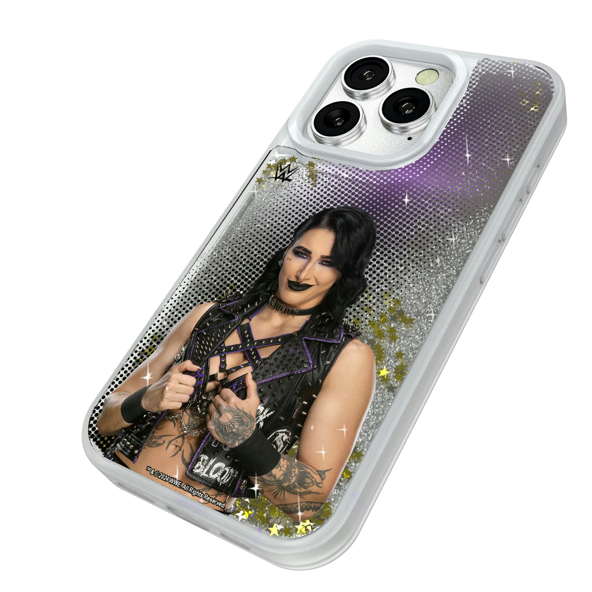 Rhea Ripley Superstar iPhone Glitter Phone Case for Apple iPhone - Isometric View#Device_iPhone 16 Pro