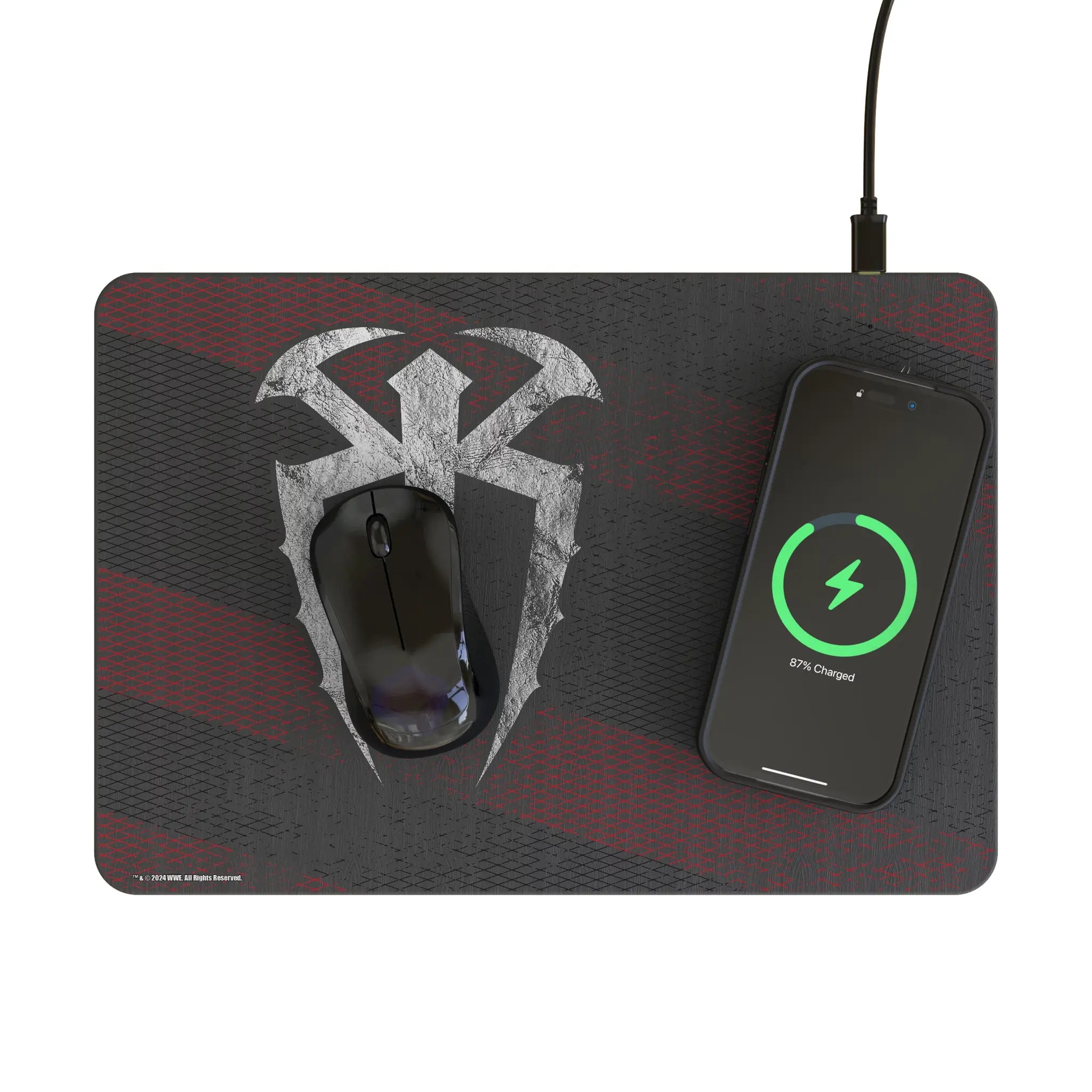 Roman Reigns Steel 15-Watt Wireless Charger and Mouse Pad - Lifestyle