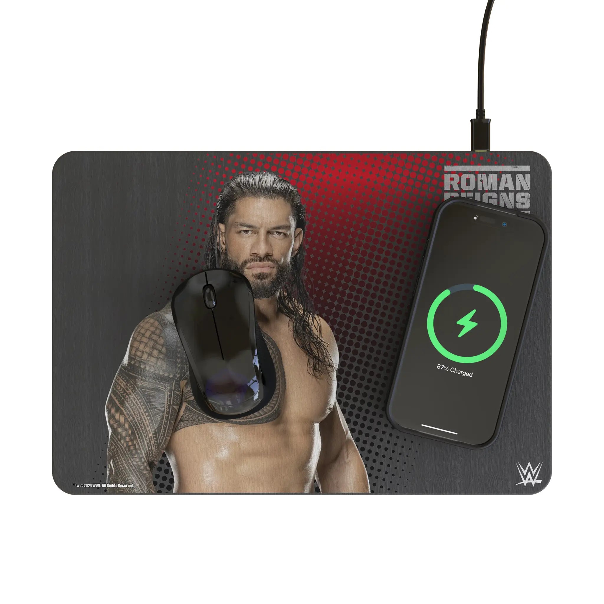Roman Reigns Superstar 15-Watt Wireless Charger and Mouse Pad - Lifestyle