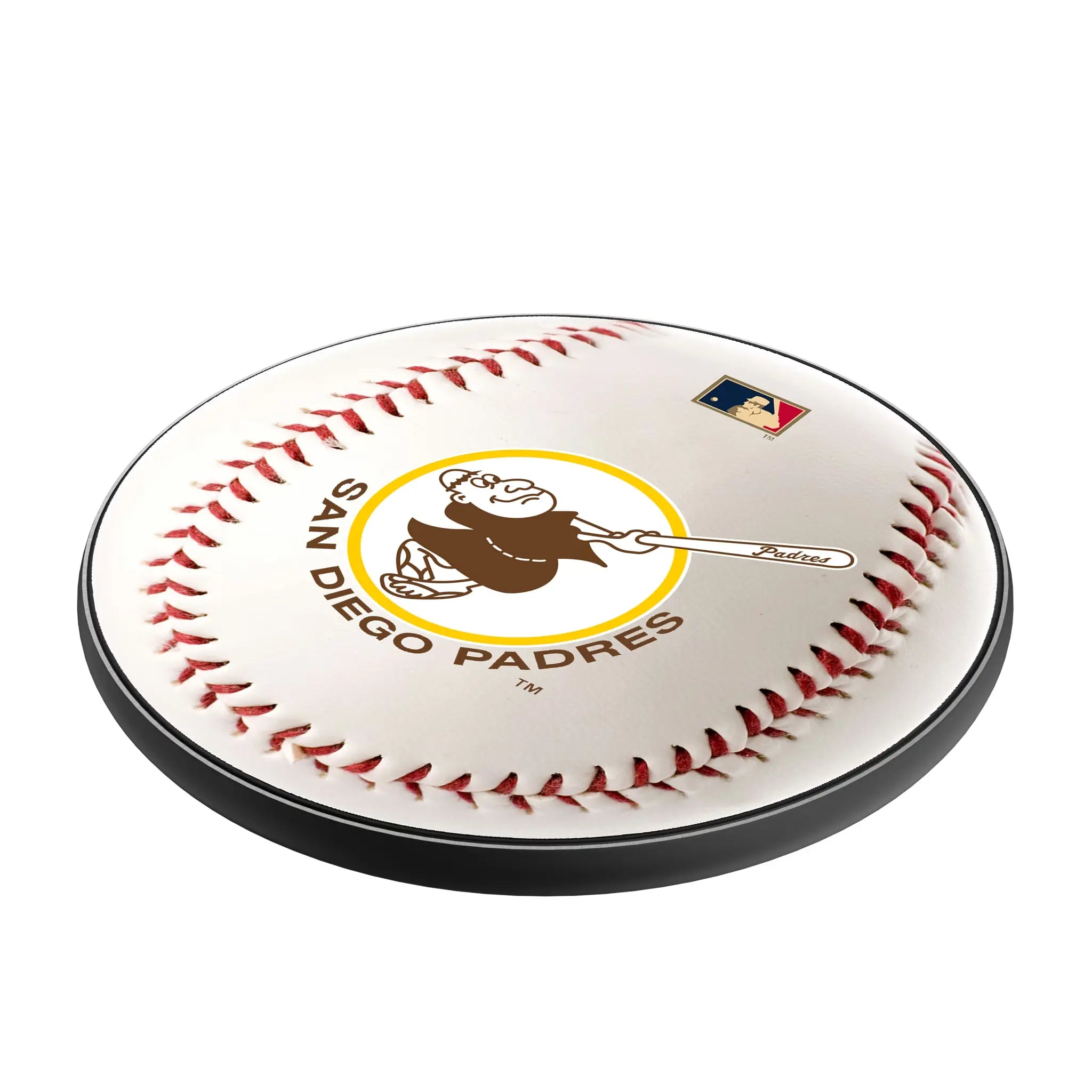 San Diego Padres 1969-1984 - Cooperstown Collection Baseball 15-Watt Wireless Charger - Isometric View