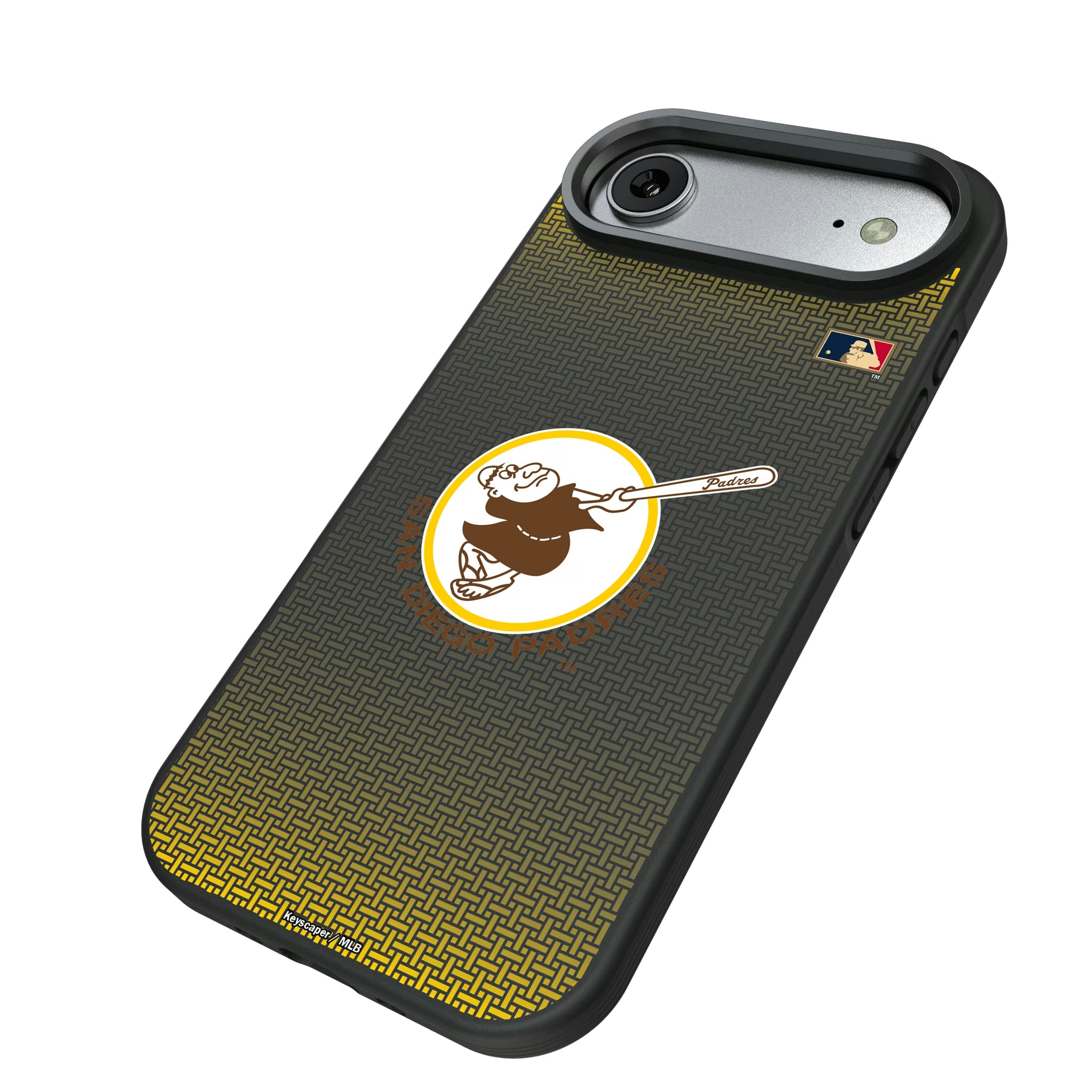 San Diego Padres 1969-1984 - Cooperstown Collection Linen iPhone Bump Phone Case for Apple iPhone - Isometric View#Device_iPhone Air