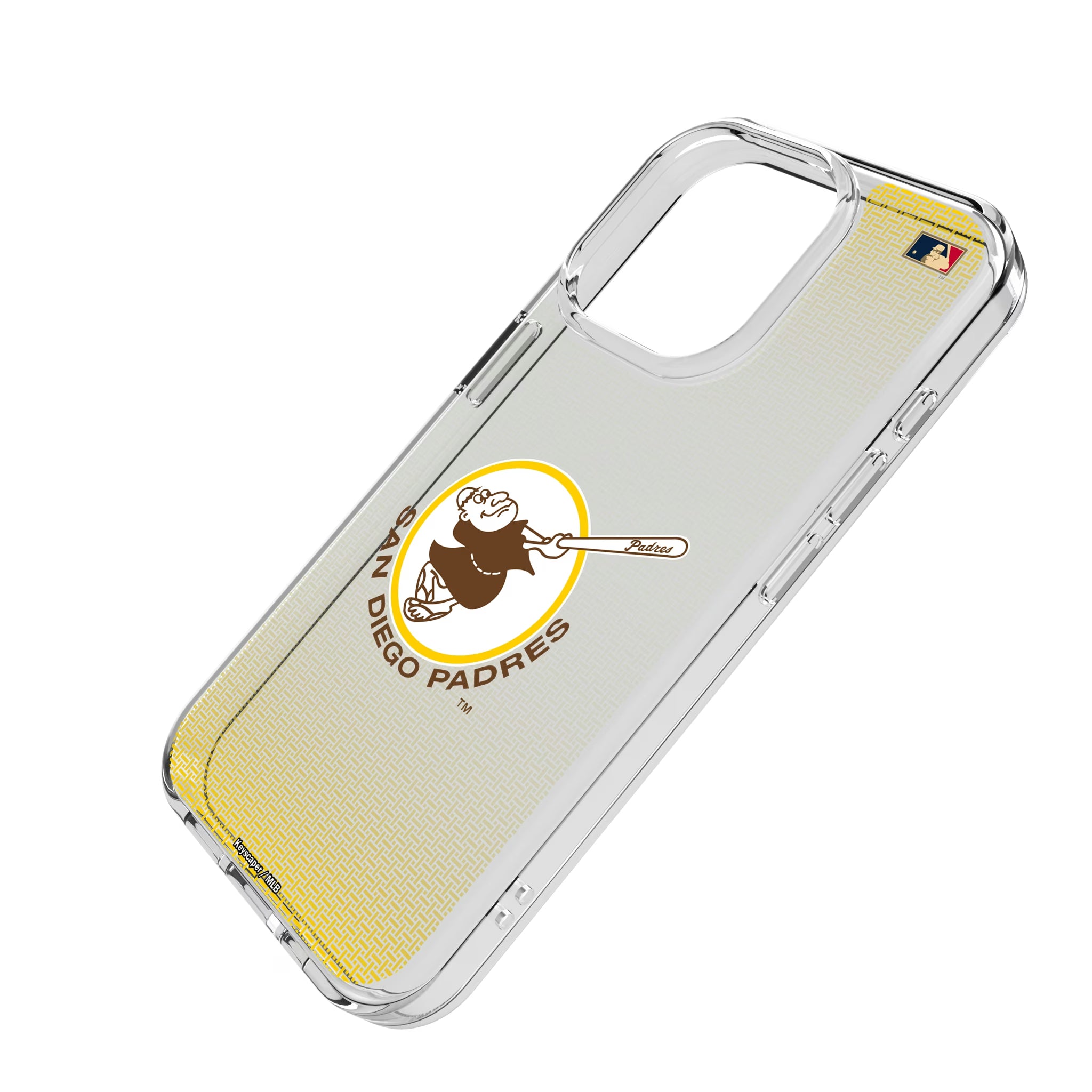 San Diego Padres 1969-1984 - Cooperstown Collection Linen iPhone Clear Phone Case for Apple iPhone - Isometric View