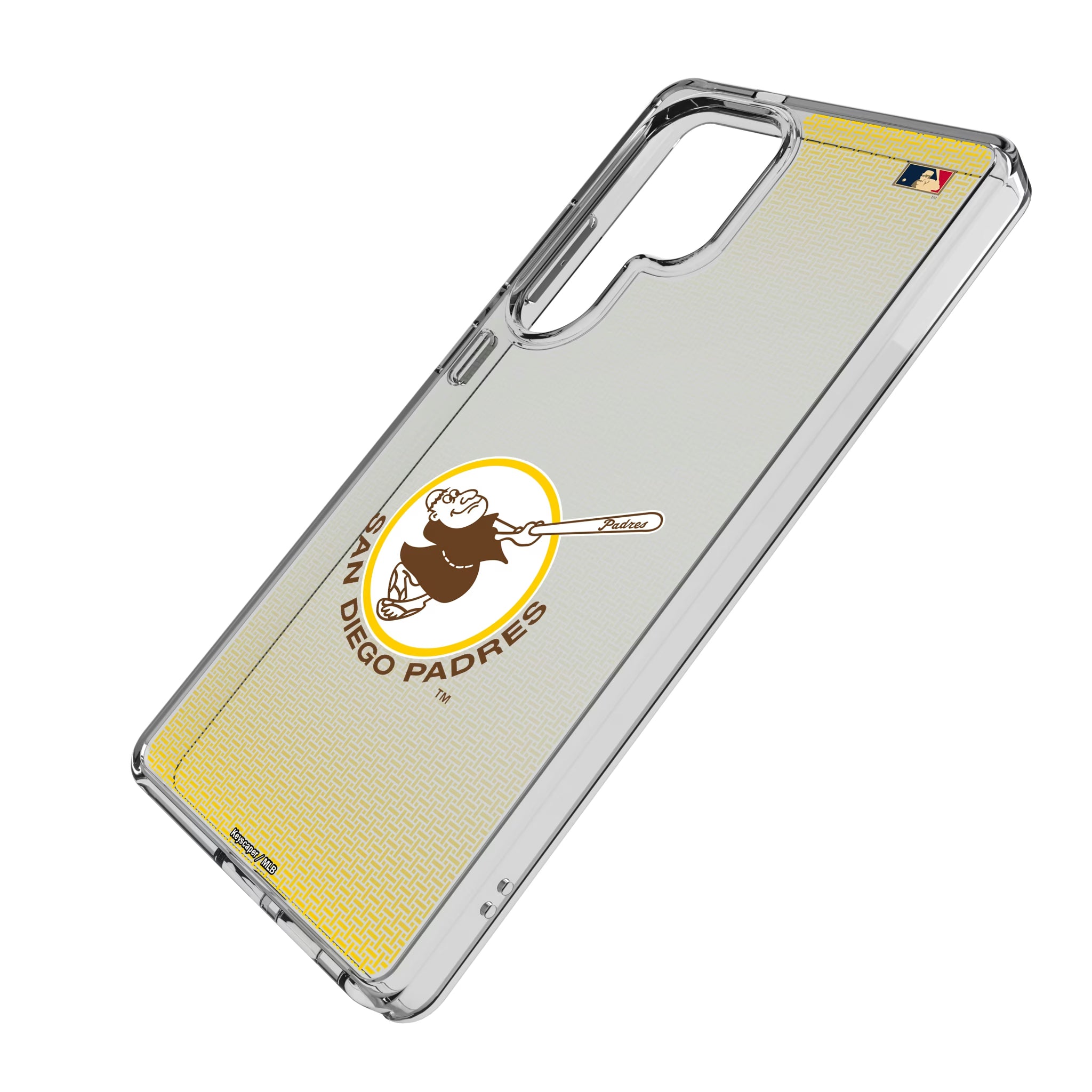San Diego Padres 1969-1984 - Cooperstown Collection Linen Galaxy Clear Phone Case for Samsung Galaxy - Isometric View