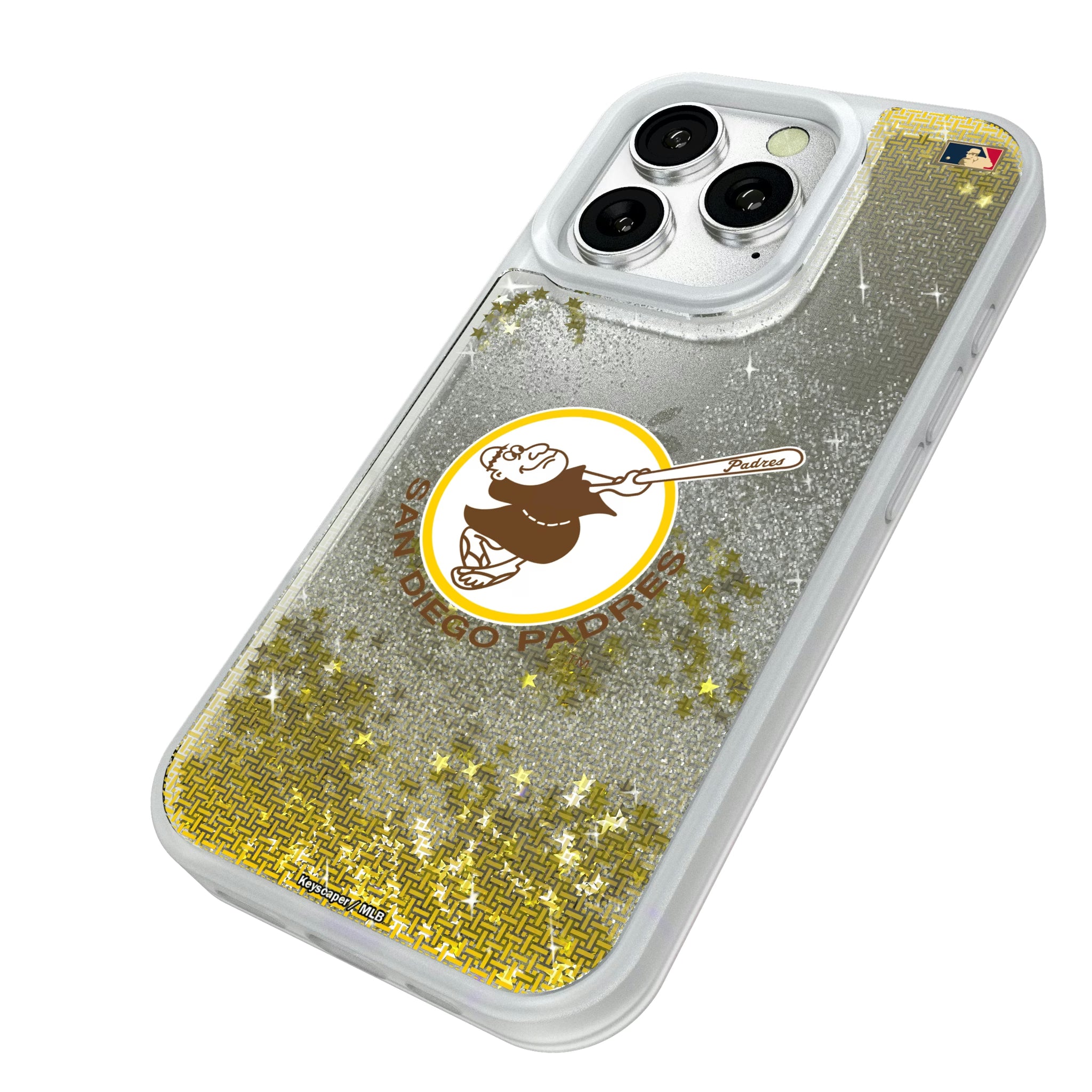 San Diego Padres 1969-1984 - Cooperstown Collection Linen iPhone Glitter Phone Case for Apple iPhone - Isometric View#Device_iPhone 16 Pro
