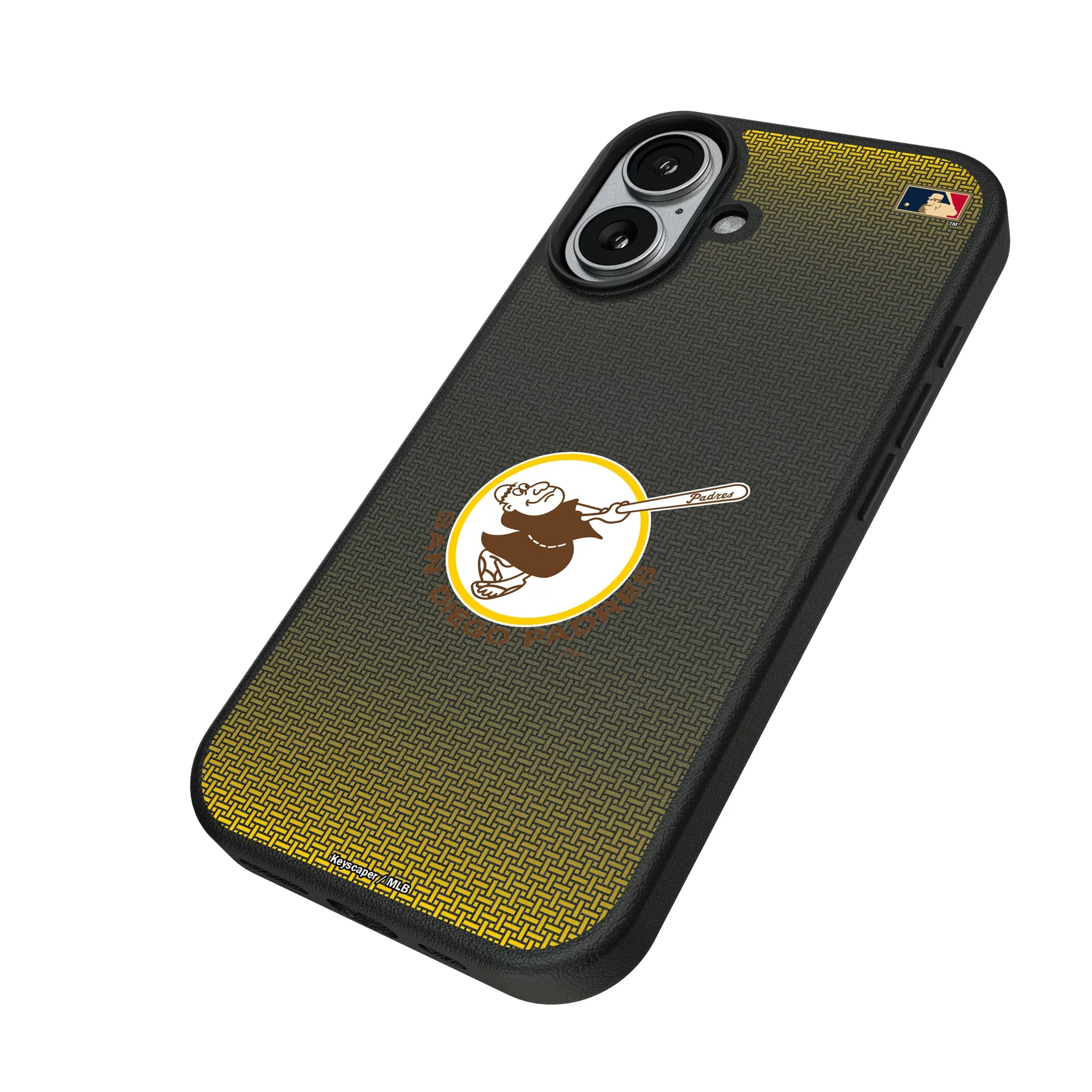 San Diego Padres 1969-1984 - Cooperstown Collection Linen iPhone MagSafe Compatible Phone Case for Apple iPhone - Isometric View#Device_iPhone 17