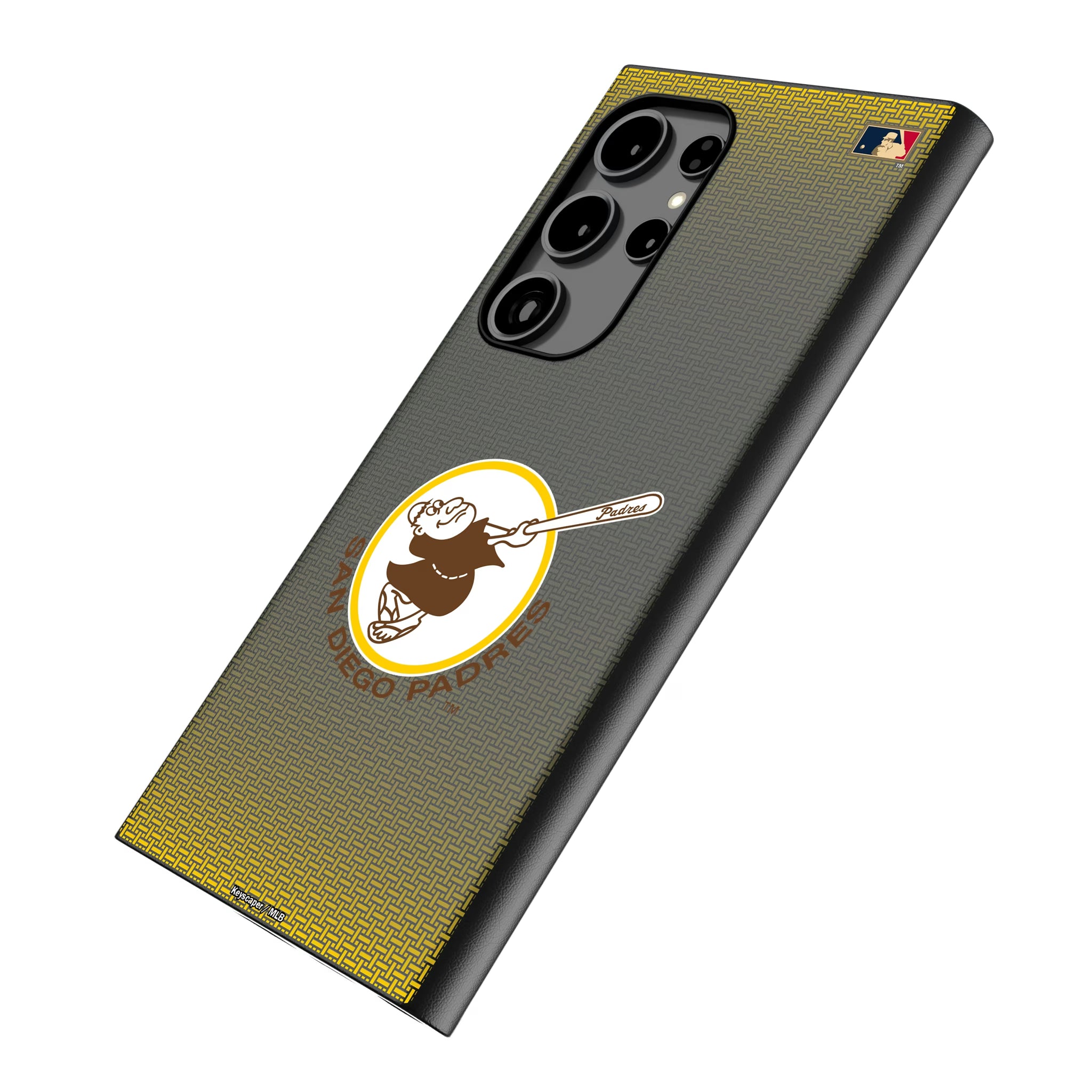 San Diego Padres 1969-1984 - Cooperstown Collection Linen Galaxy MagSafe Compatible Phone Case for Samsung Galaxy - Isometric View