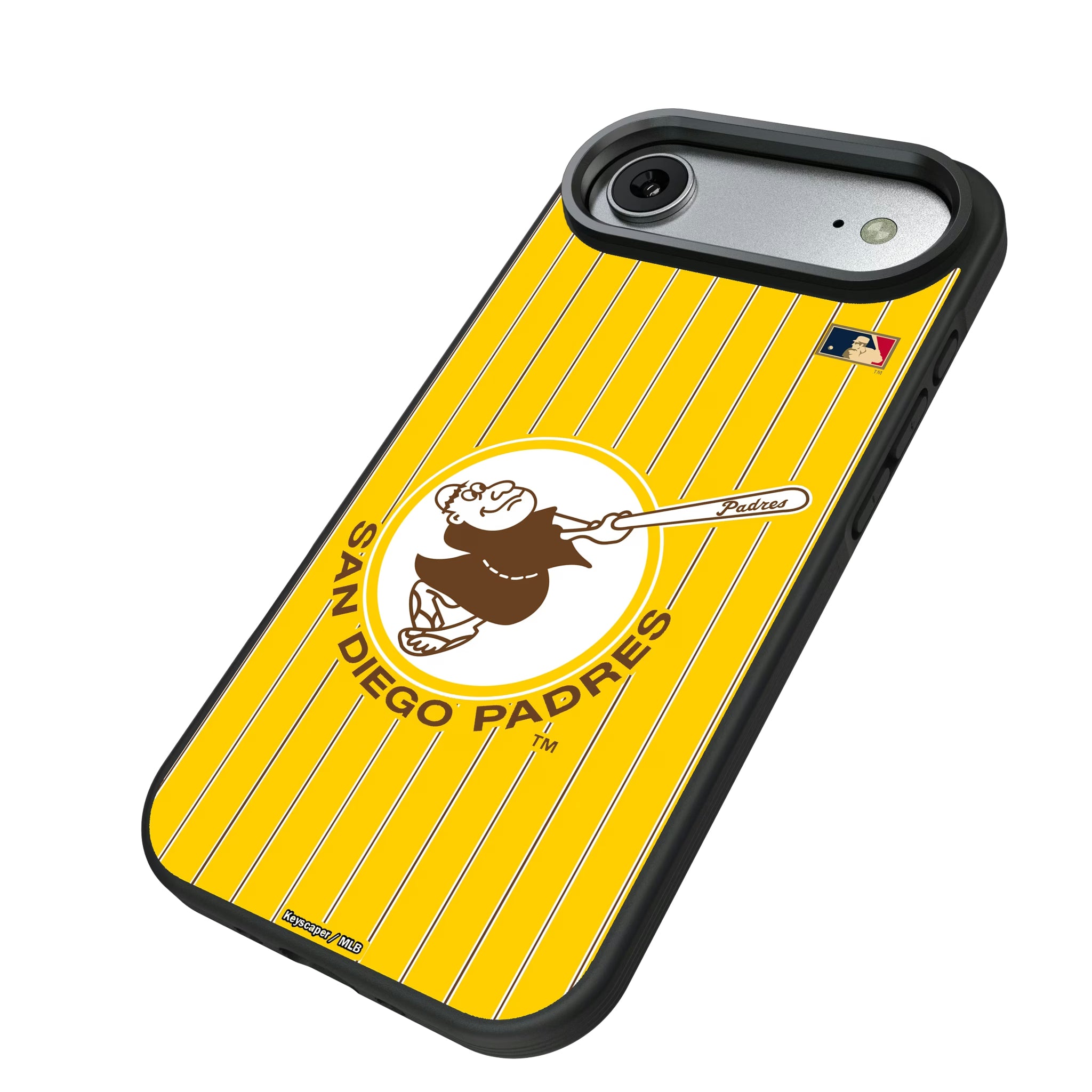San Diego Padres 1969-1984 - Cooperstown Collection Pinstripe iPhone Bump Phone Case for Apple iPhone - Isometric View#Device_iPhone Air