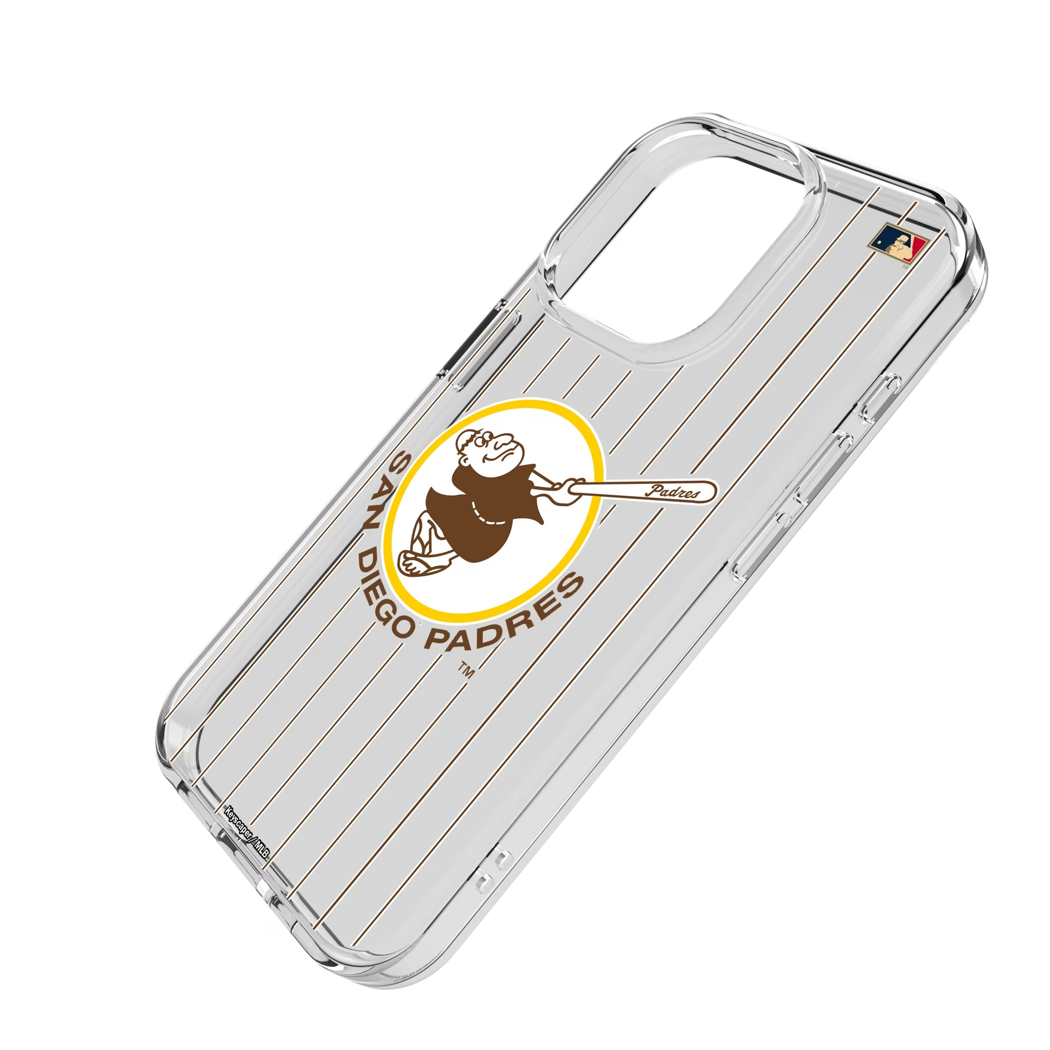 San Diego Padres 1969-1984 - Cooperstown Collection Pinstripe iPhone Clear Phone Case for Apple iPhone - Isometric View