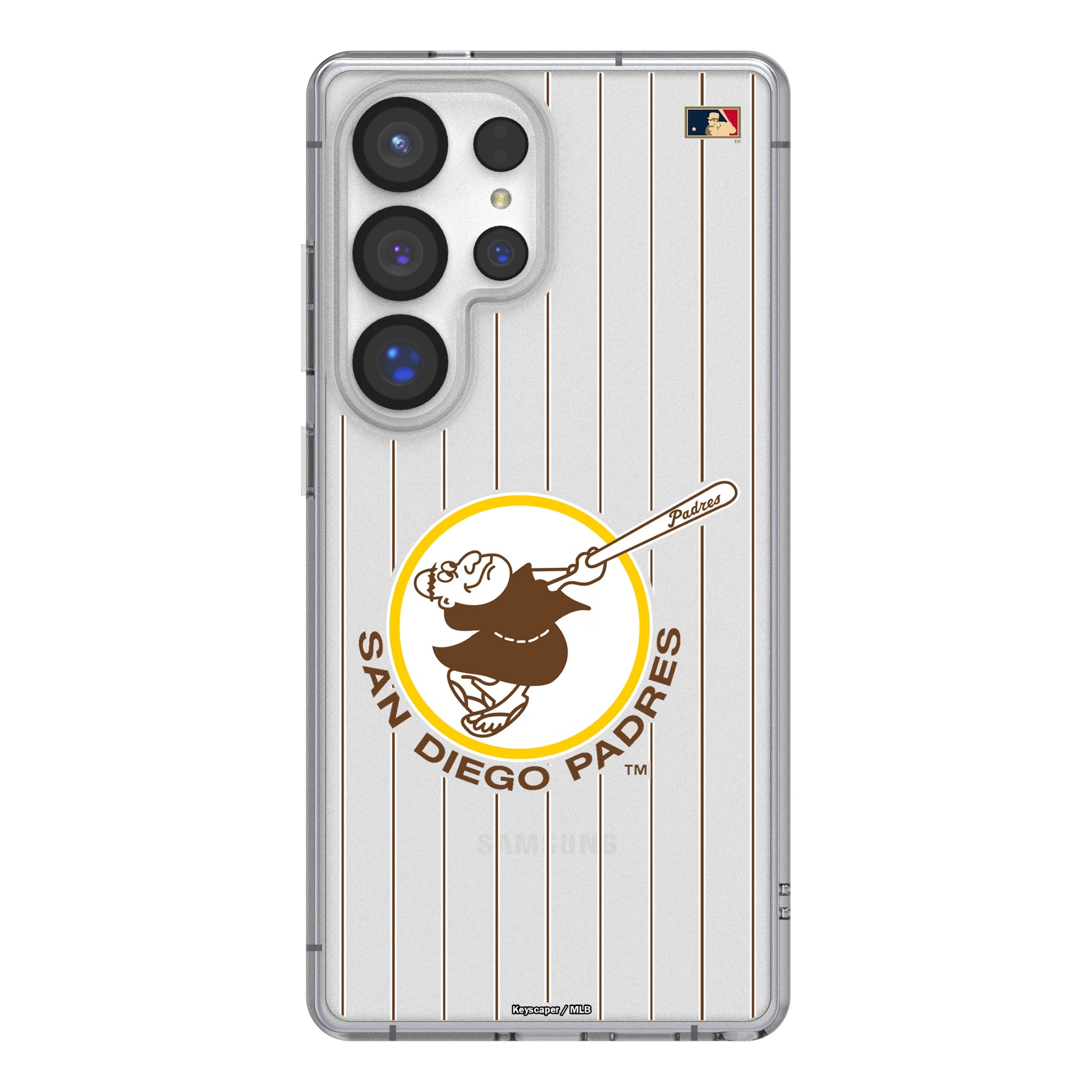 San Diego Padres 1969-1984 - Cooperstown Collection Pinstripe Galaxy Clear Phone Case for Samsung Galaxy