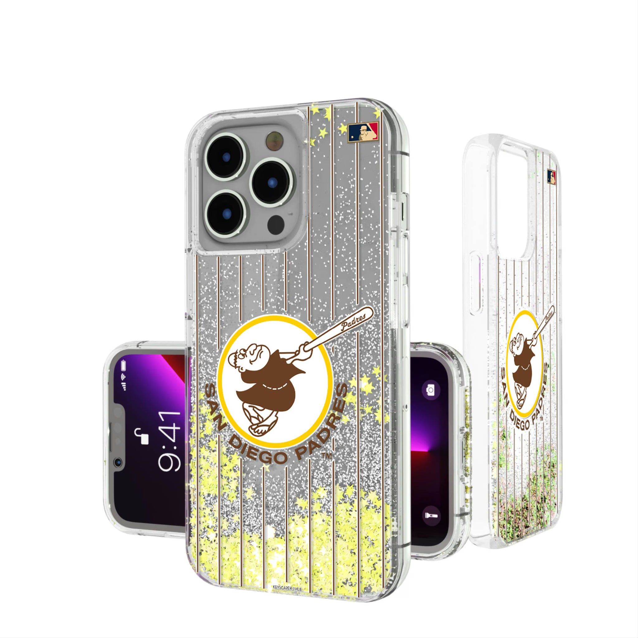 San Diego Padres 1969-1984 - Cooperstown Collection Pinstripe iPhone Glitter Phone Case for Apple iPhone
