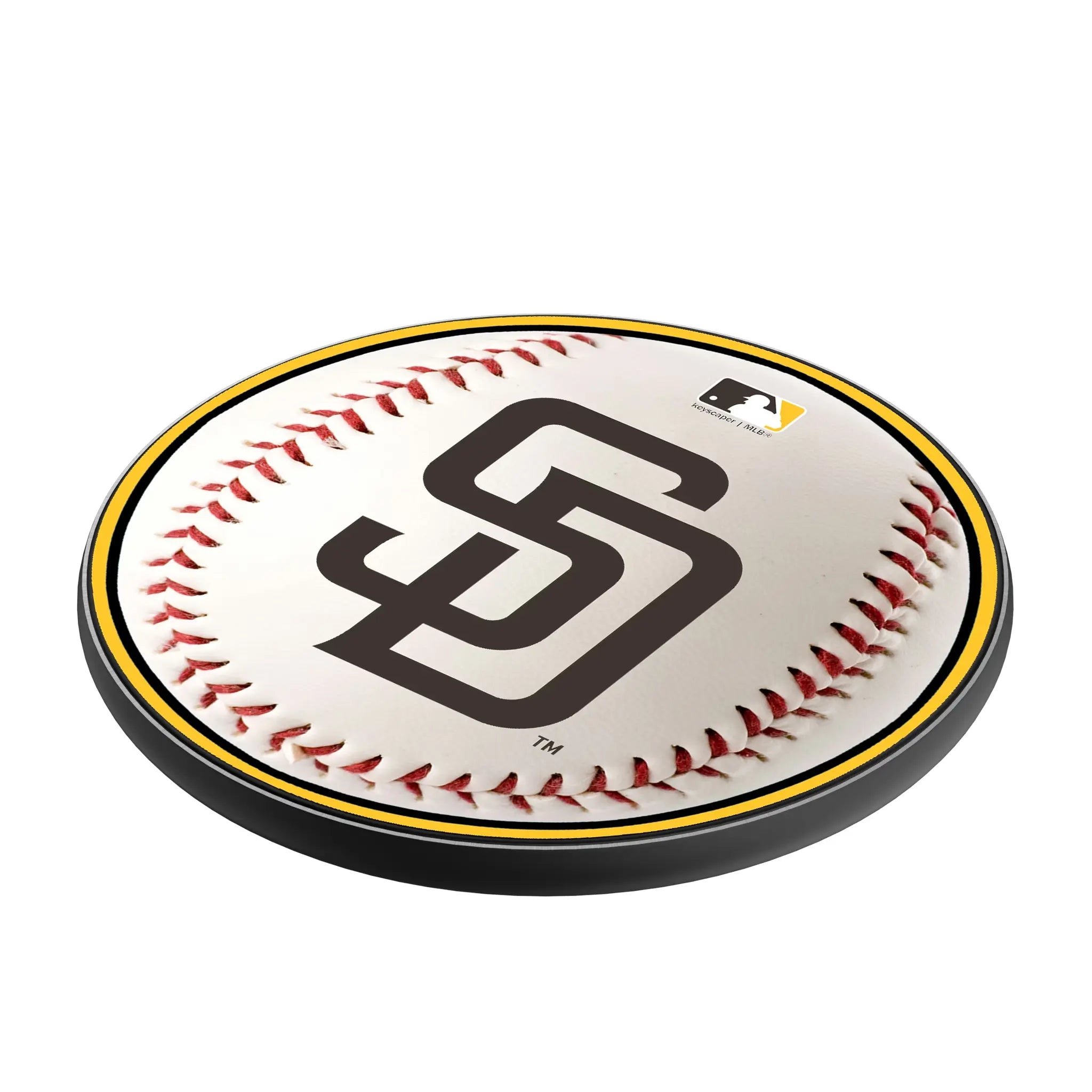 San Diego Padres Baseball 15-Watt Wireless Charger - Isometric View