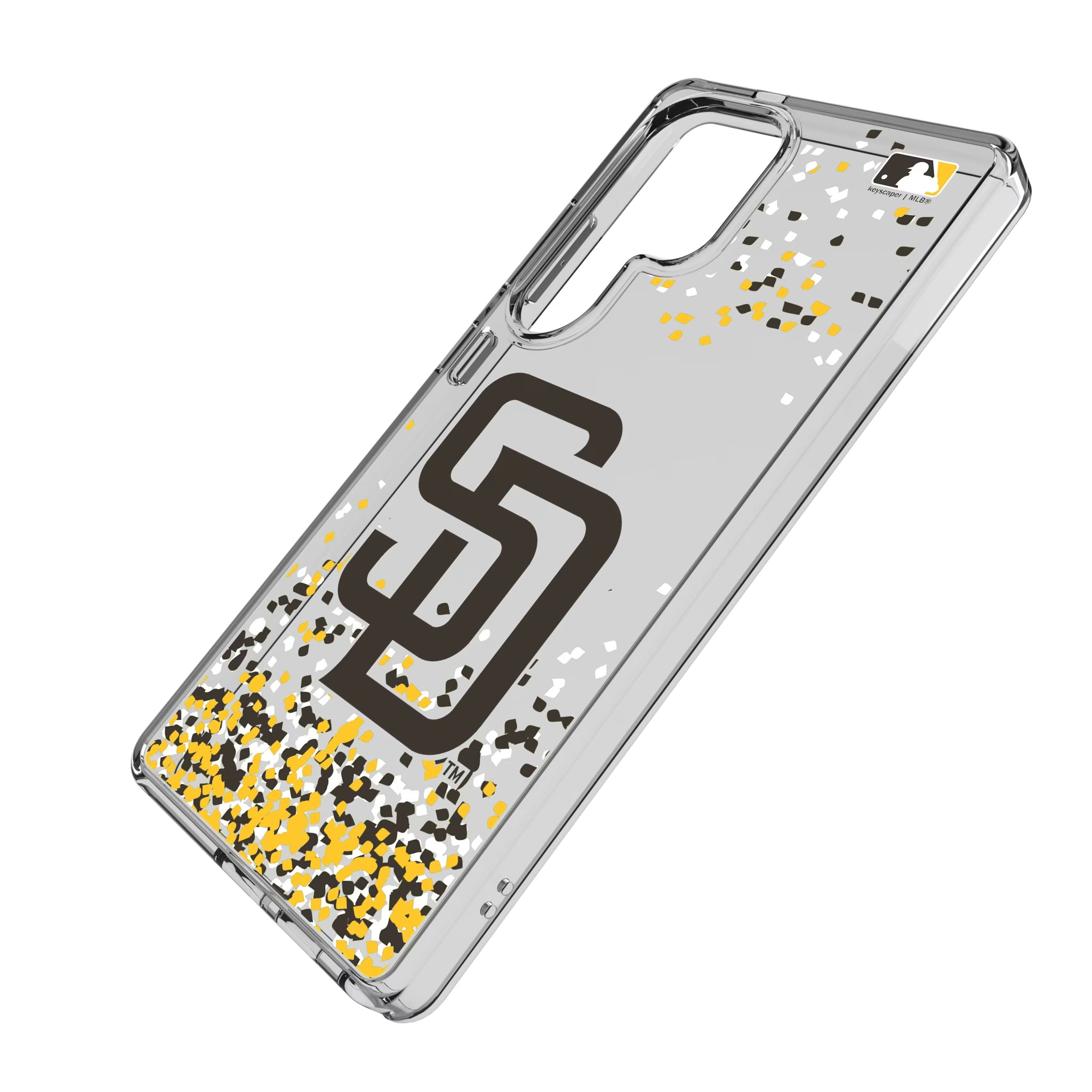 San Diego Padres Confetti Galaxy Clear Phone Case for Samsung Galaxy - Isometric View