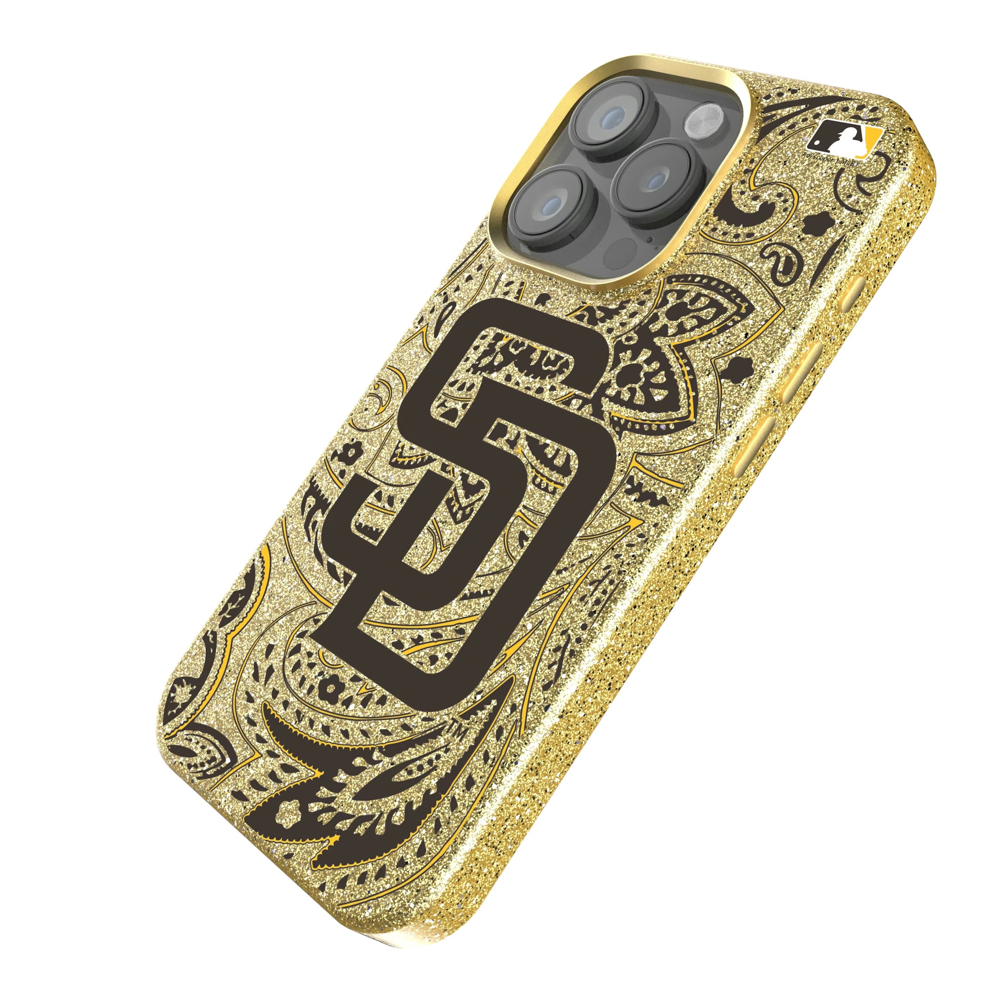 San Diego Padres Paisley iPhone Bling Phone Case for Apple iPhone - Isometric View