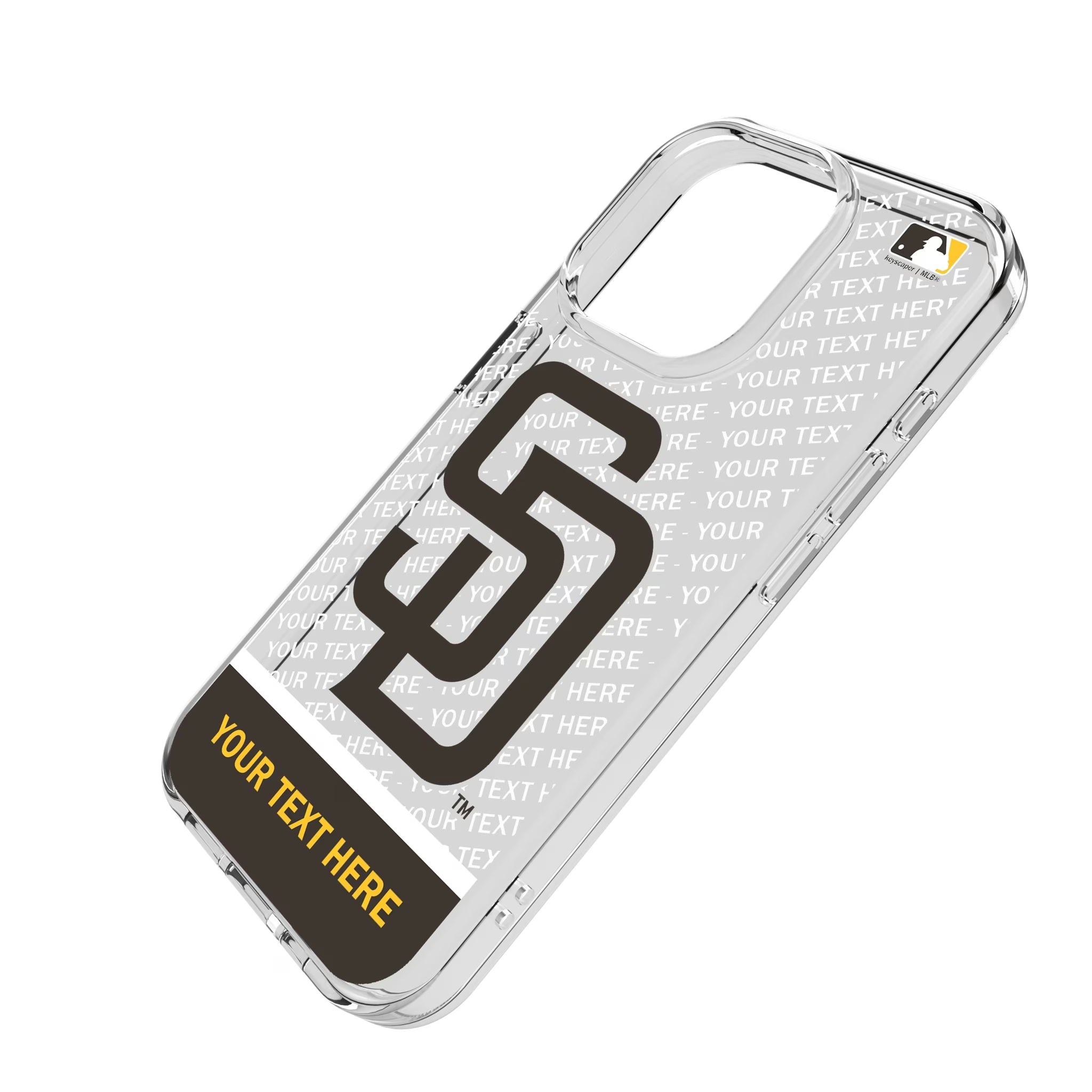 San Diego Padres Personalized EndZone Plus iPhone Clear Phone Case for Apple iPhone - Isometric View