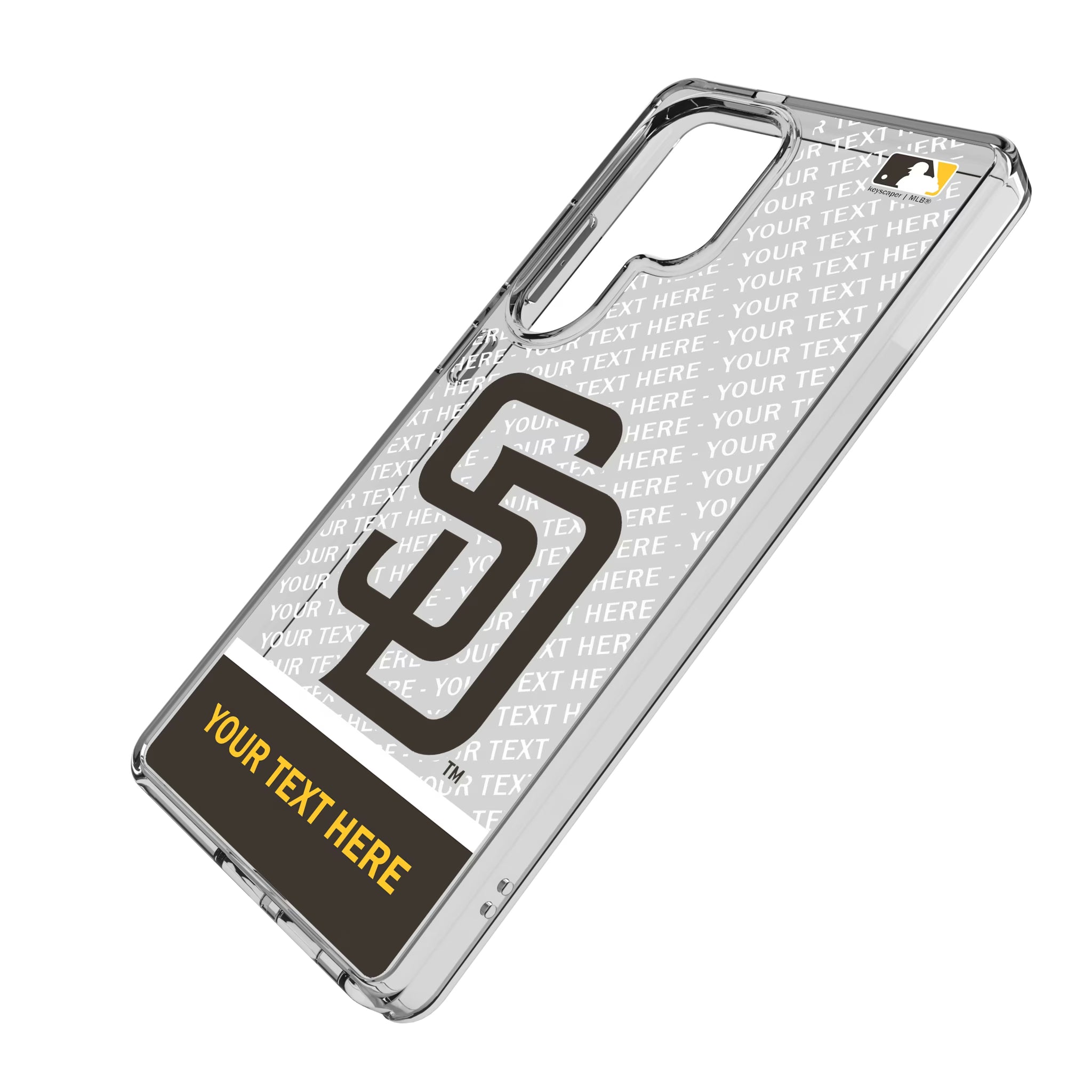 San Diego Padres Personalized EndZone Plus Galaxy Clear Phone Case for Samsung Galaxy - Isometric View