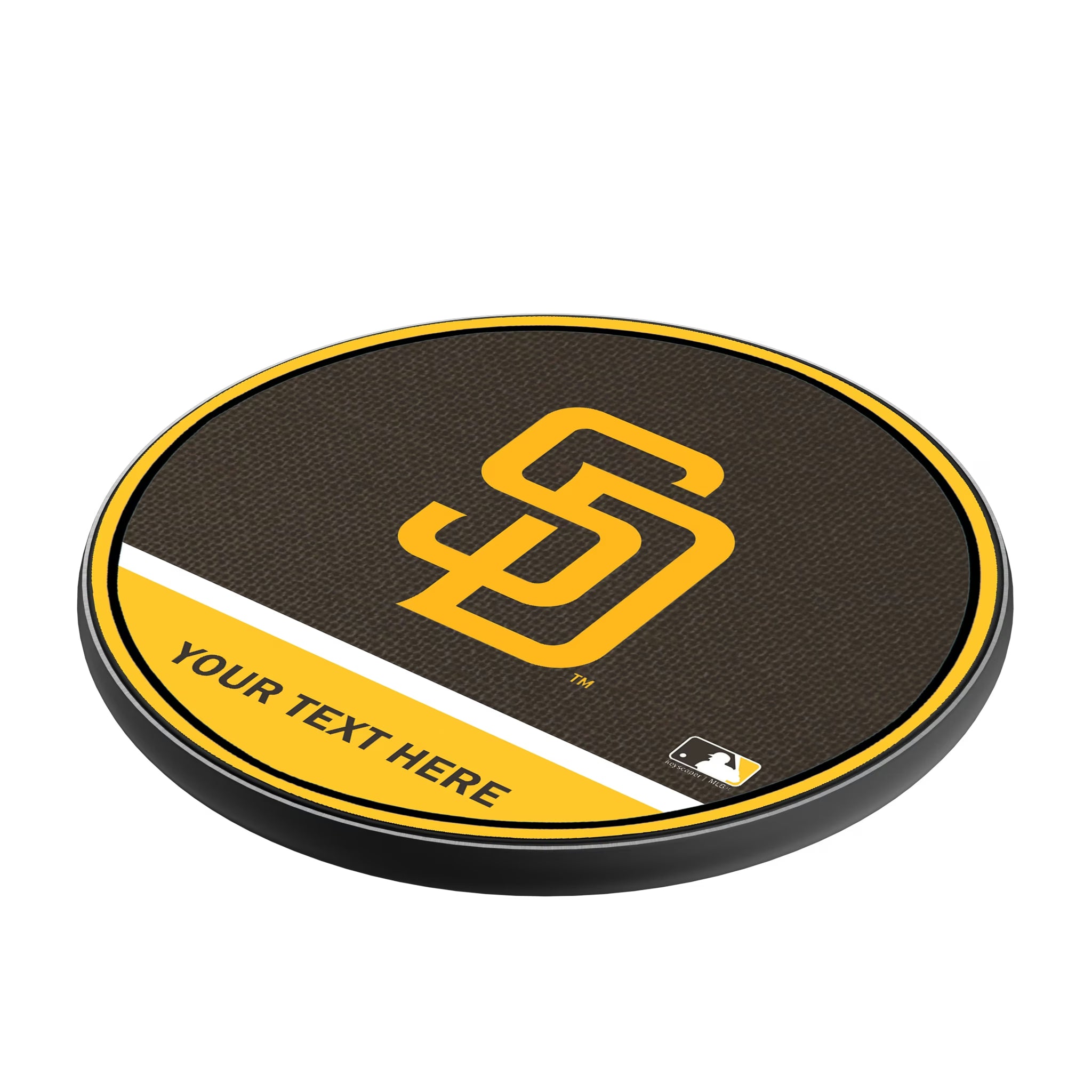 San Diego Padres Personalized Endzone Solid 15-Watt Wireless Charger - Isometric View