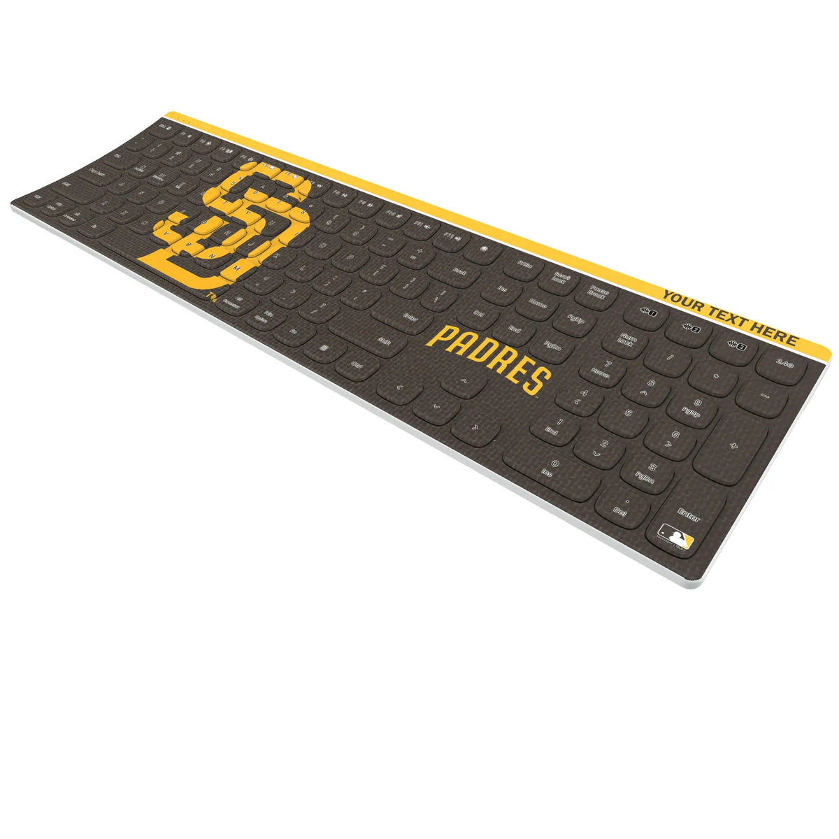 San Diego Padres Personalized Endzone Solid KKB605 Curved Wireless Keyboard - Isometric View