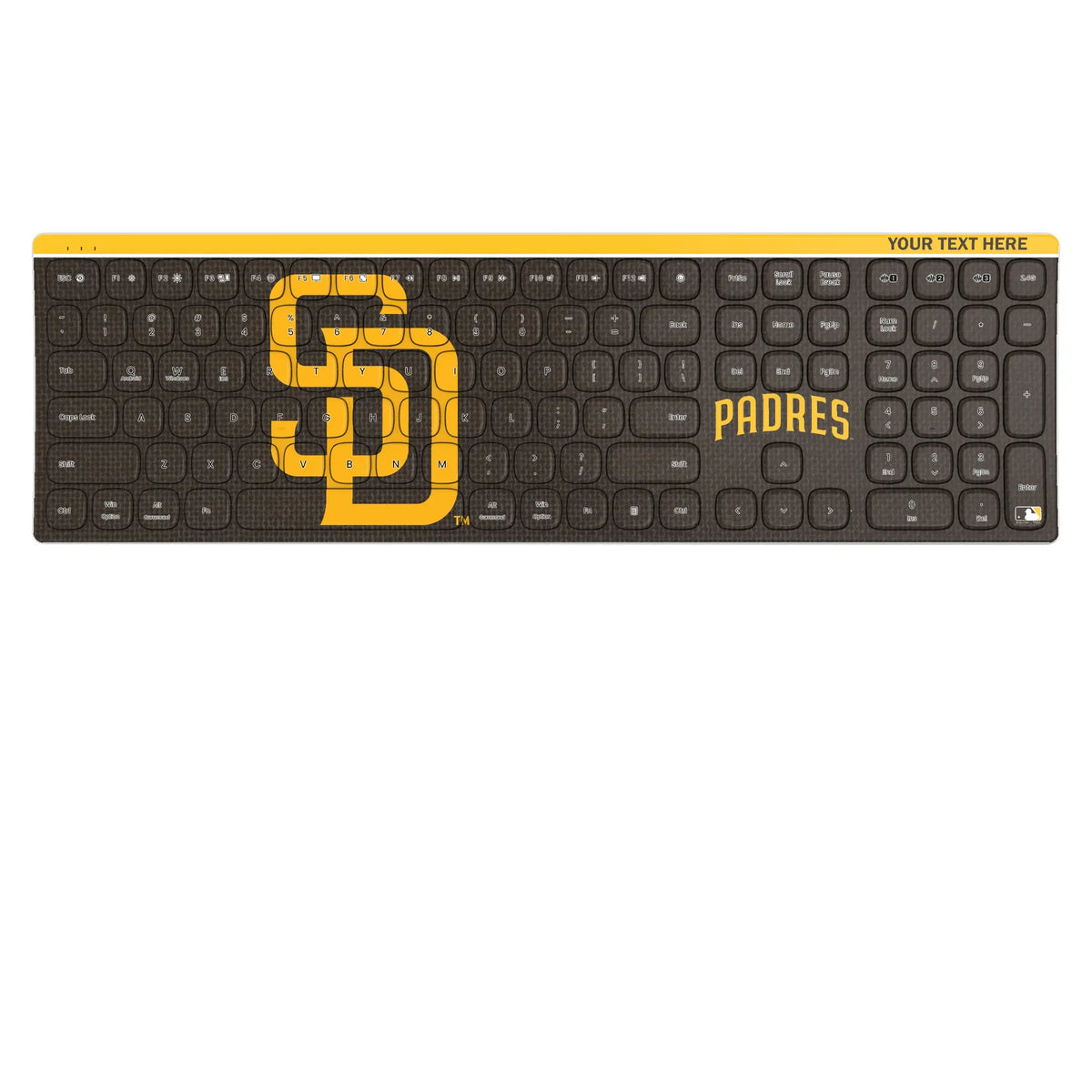San Diego Padres Personalized Endzone Solid KKB605 Curved Wireless Keyboard