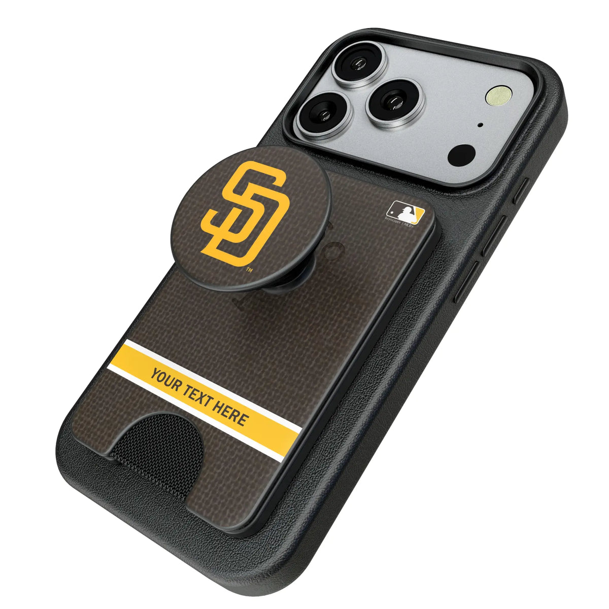 San Diego Padres Personalized Endzone Solid Popsockets Wallet Magnetic - Isometric View